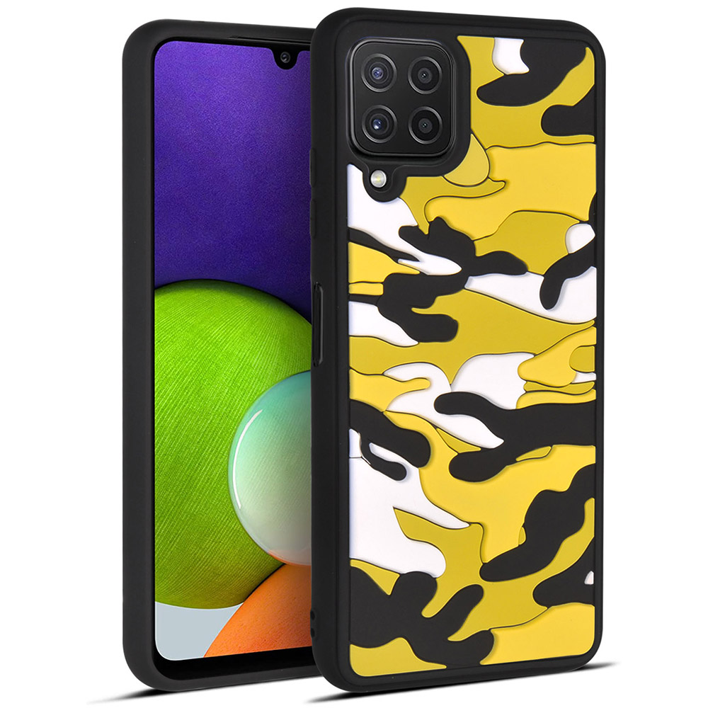 

For Samsung Galaxy A22 4G (EU Version) Well-protected Rugged Camouflage Pattern Cellphone TPU Case Shell - Yellow, Galaxy A22 4G (EU Version)