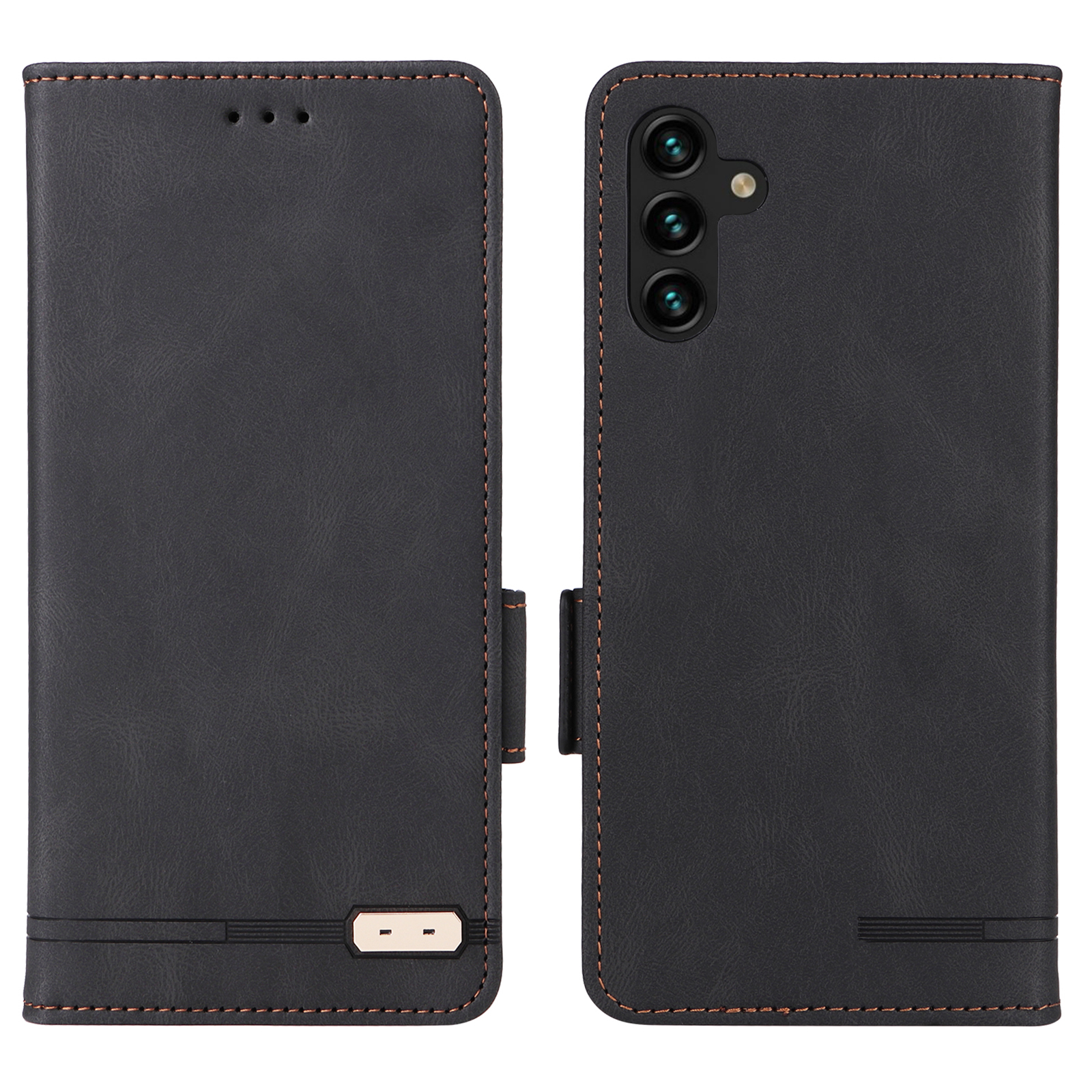 

For Samsung Galaxy A13 5G Magnetic Closure Anti-fall Hardware Design Stand Wallet Leather Phone Case - Black, Galaxy A13 5G