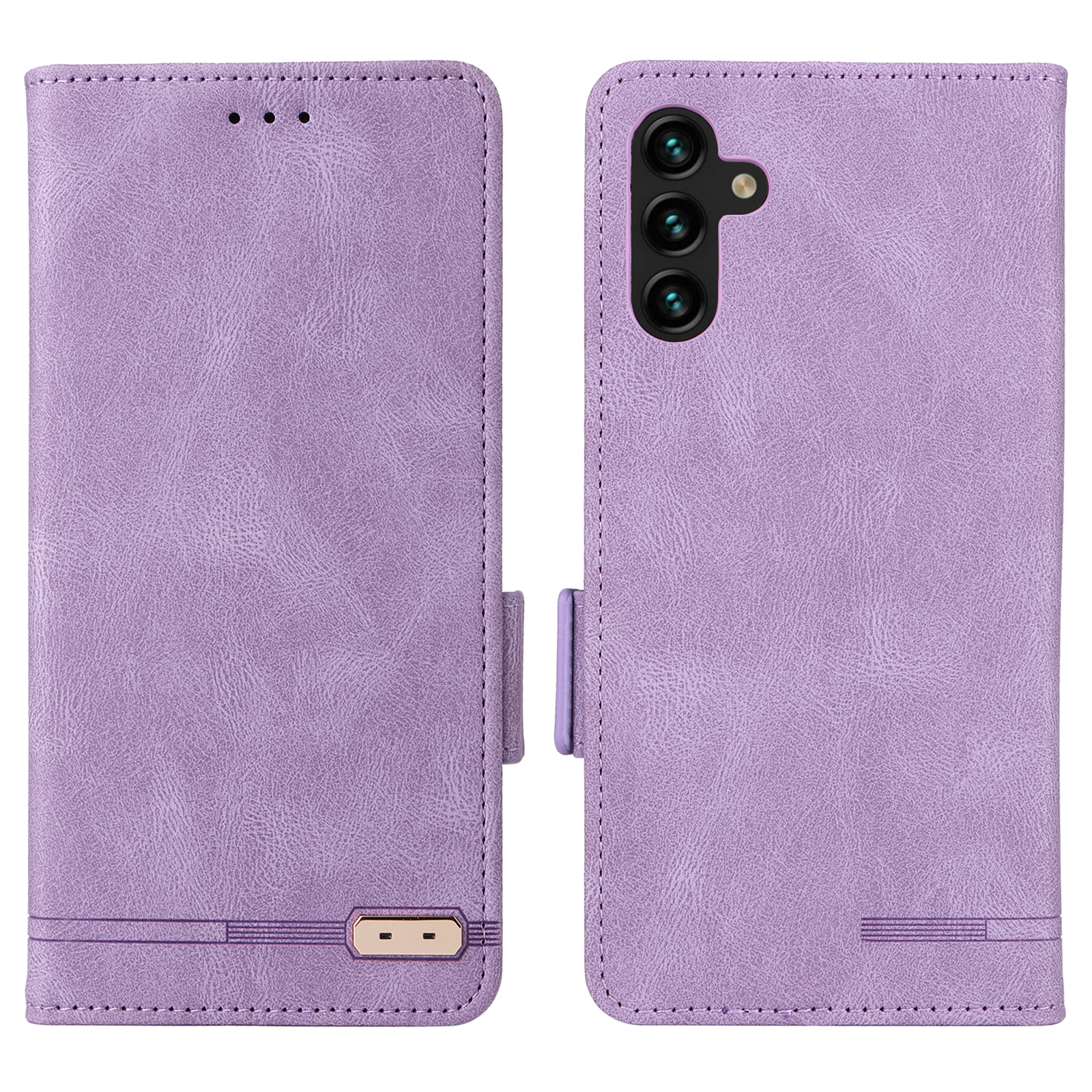 

For Samsung Galaxy A13 5G Magnetic Closure Anti-fall Hardware Design Stand Wallet Leather Phone Case - Purple, Galaxy A13 5G