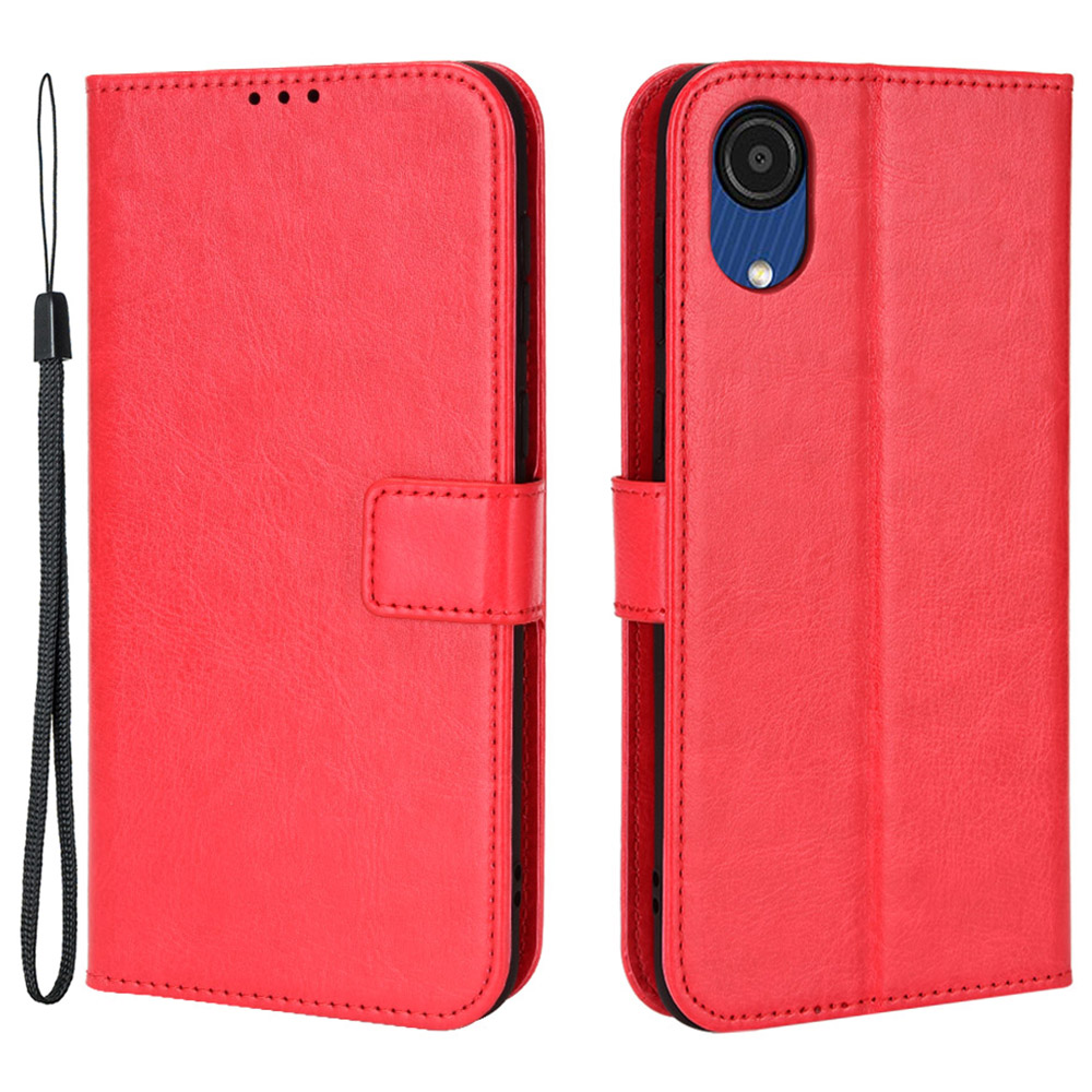 

Для Samsung Galaxy A03 Core Bess Fron Brap Antiplop TPU + PU Кожаная Кожа Сумасшедшая Лошадь Текстура Магнитная Закрывающаяся Кошелек Стенд. - Красный, Samsung Galaxy A03 Core