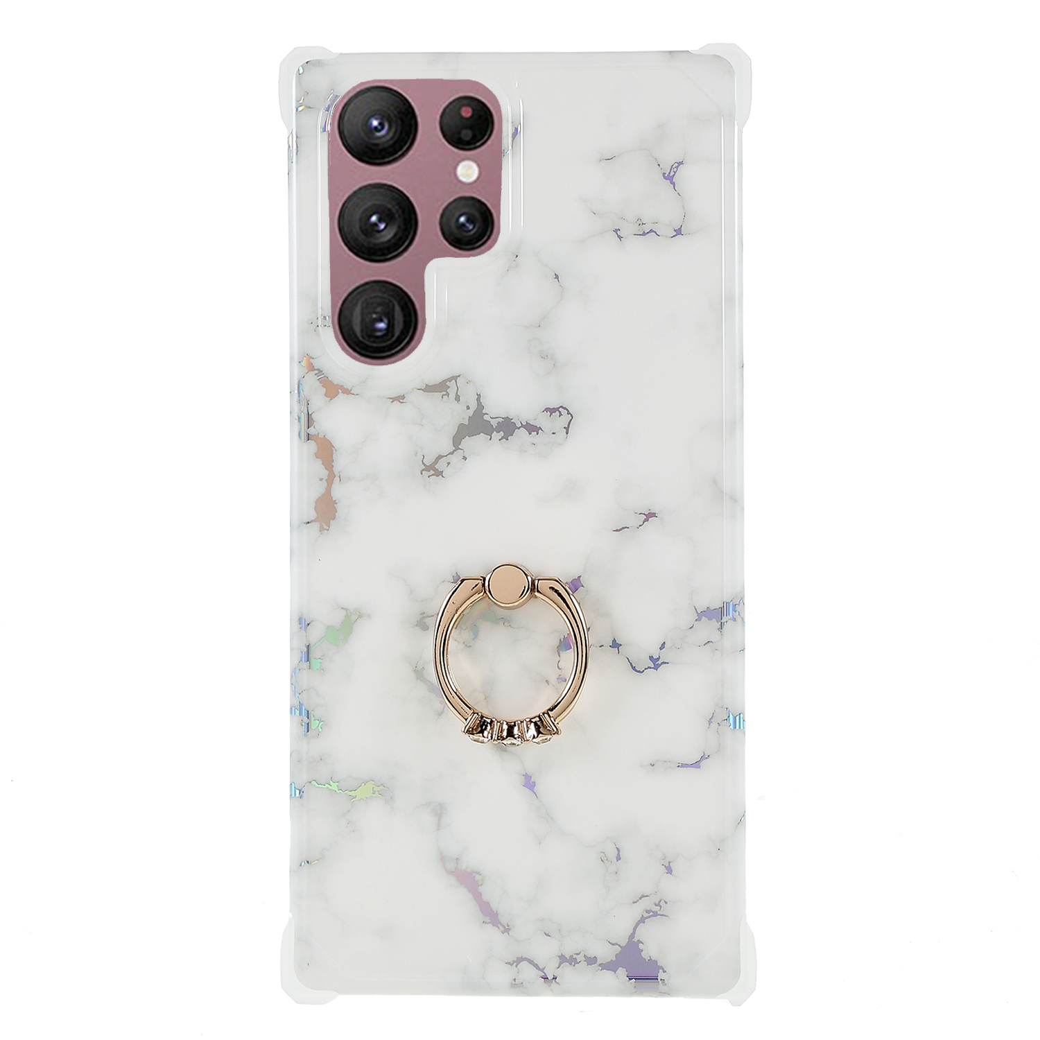 

Для Samsung Galaxy S22 Ultra 5G TPU + PC Phone Case Держатель Кольцо Кольца IMD ​​лазерный Мраморный Устойчивый - CF2, Galaxy S22 Ultra 5G