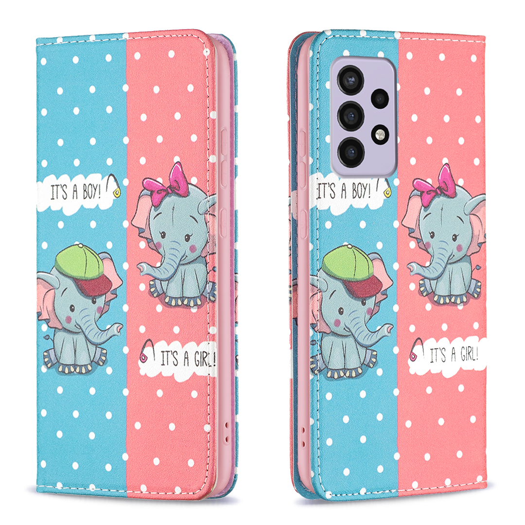 

Для Samsung Galaxy A33 5G Pattern Printing pu - Два Слона, Samsung Galaxy A33 5G