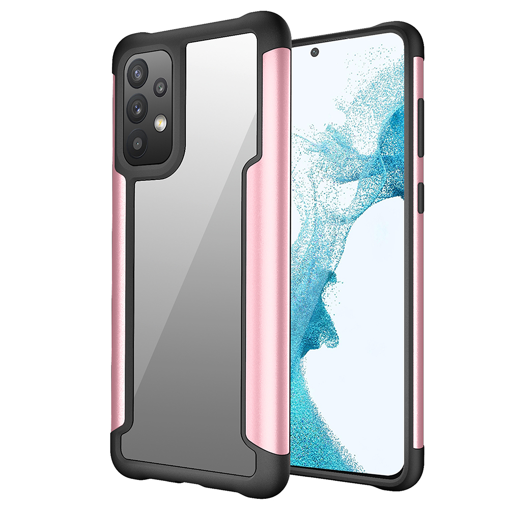 

Для Samsung Galaxy A73 5G TPU + Металлическая Окантовка Комбинированная Пластиковая Прозрачная Задняя Панель Защита от Мобильного Телефона Гибридная Крышка - Розовое Золото, Samsung Galaxy A73 5G