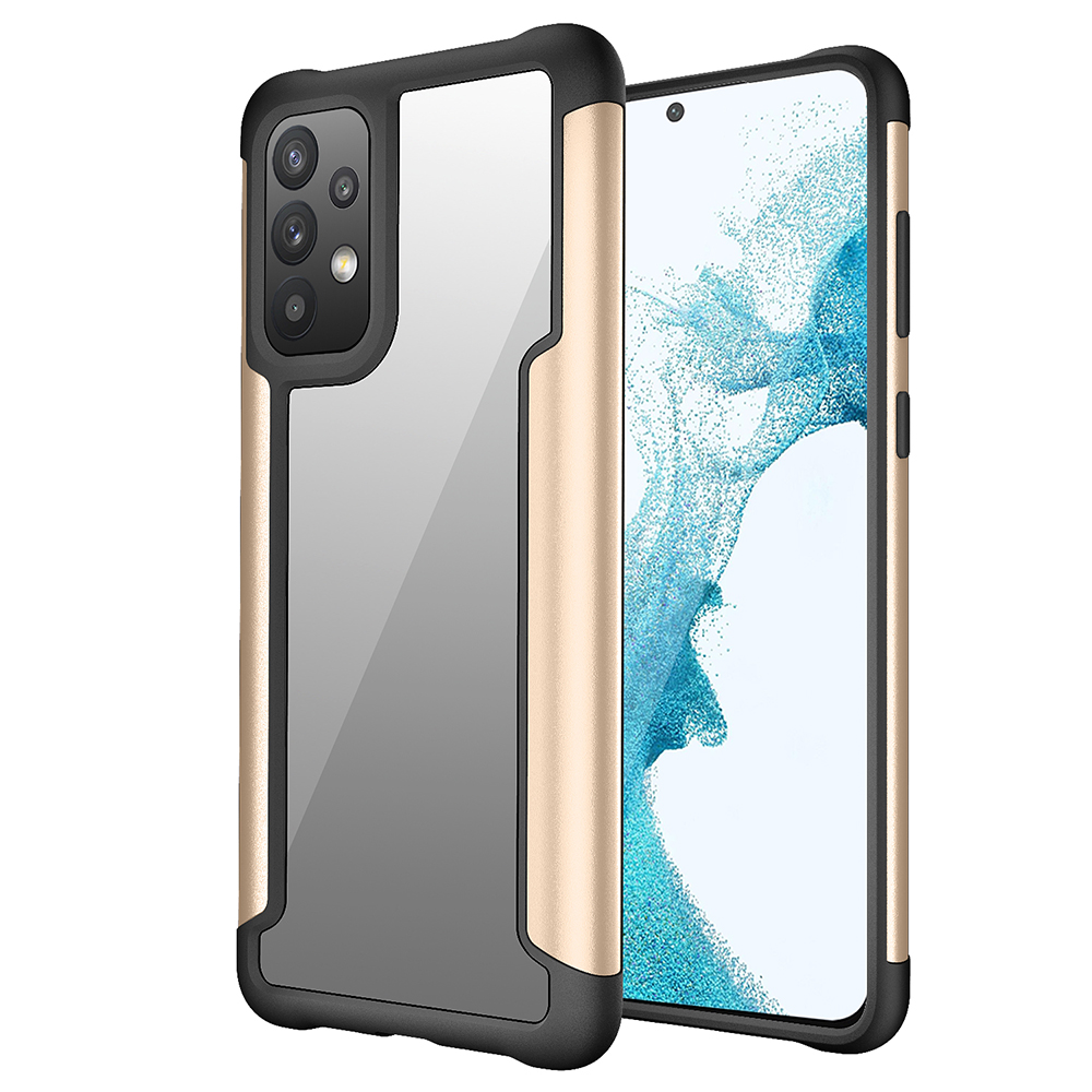 

Для Samsung Galaxy A73 5G TPU + Металлическая Окантовка Комбинированная Пластиковая Прозрачная Задняя Панель Защита от Мобильного Телефона Гибридная Крышка - Золото, Samsung Galaxy A73 5G
