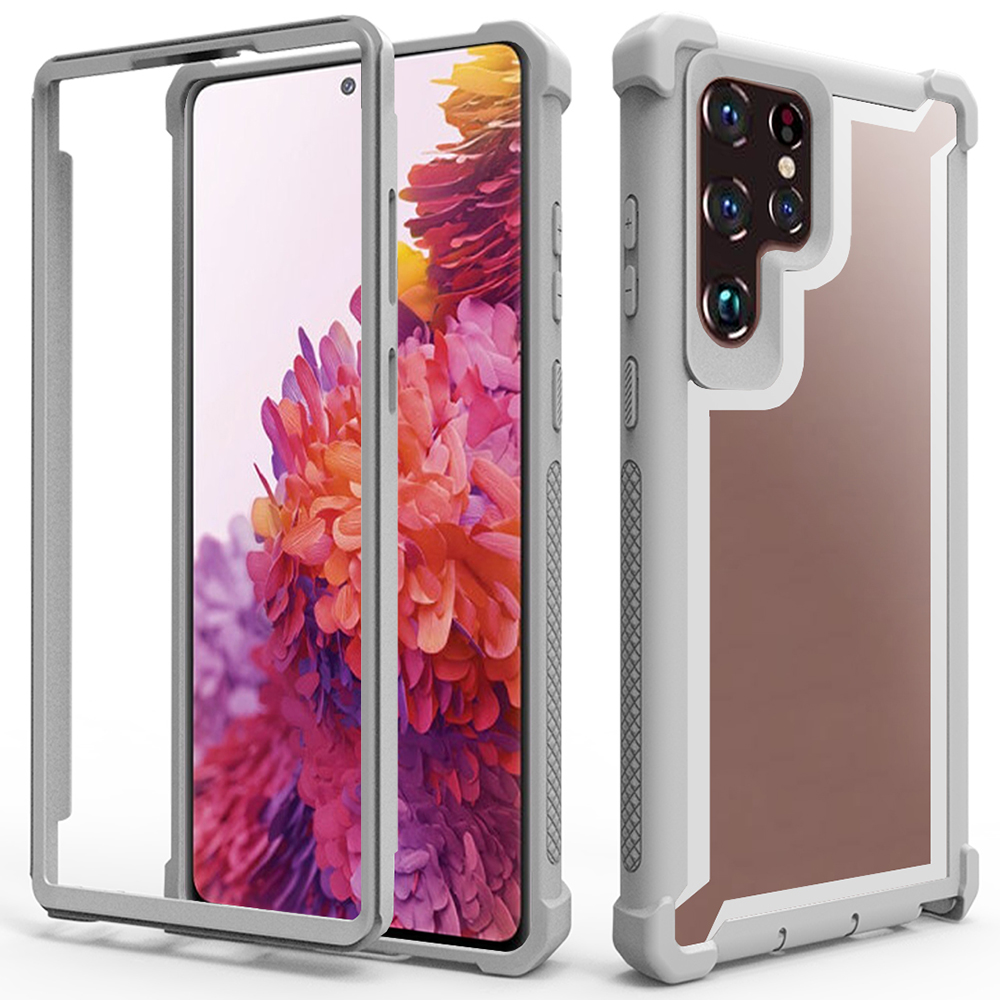 

Чехол Для Телефона Для Samsung Galaxy S22 Ultra 5g, Жесткий ПК + Мягкий Спектр TPU Рамки Для Амортизации Прозрачная Крышка - Серый, Galaxy S22 Ultra 5G
