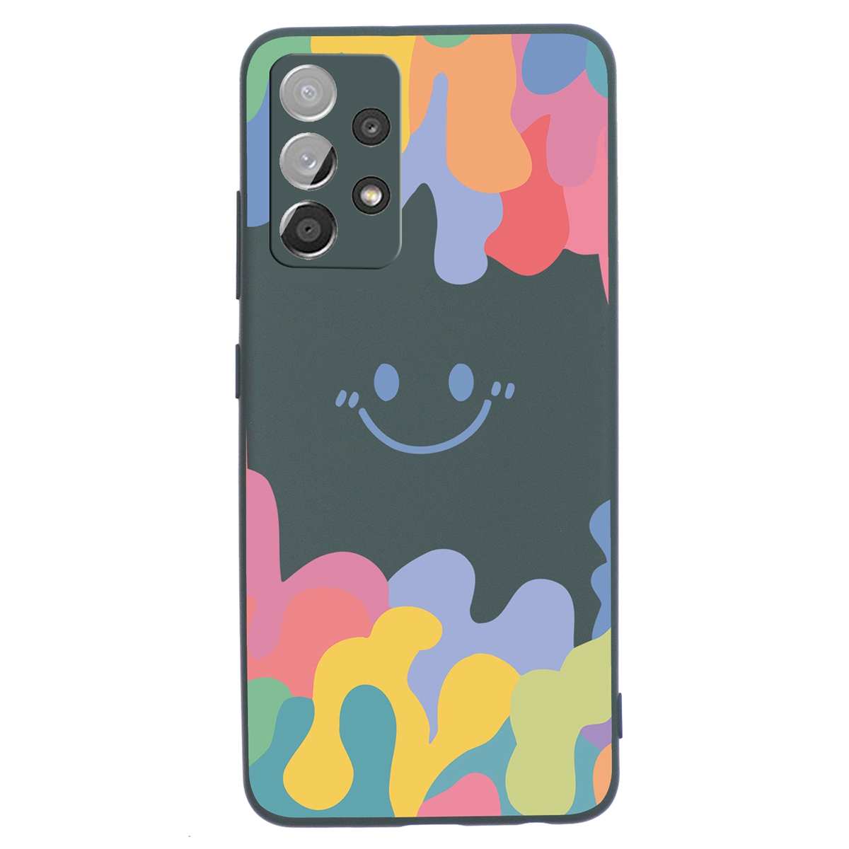 

For Samsung Galaxy A33 5G Soft Liquid Silicone Smile Face Pattern Slim Protective Shockproof Case - Blackish Green, Samsung Galaxy A33 5G