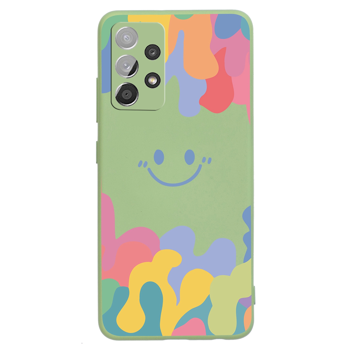

Silky-Soft Touch Жидкий Силиконовый Чехол Для Samsung Galaxy A53 5G, Мода Симпатичная Улыбка Лицо Pattern Pattern Anti-Slip Ship Shipe - Зеленый, Samsung Galaxy A53 5G