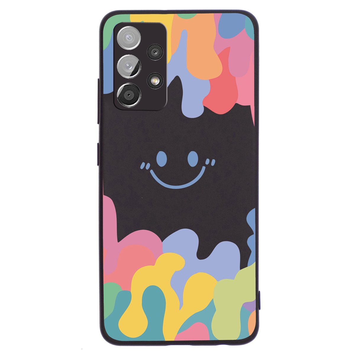 

Silky-Soft Touch Жидкий Силиконовый Чехол Для Samsung Galaxy A53 5G, Мода Симпатичная Улыбка Лицо Pattern Pattern Anti-Slip Ship Shipe - Чернить, Samsung Galaxy A53 5G