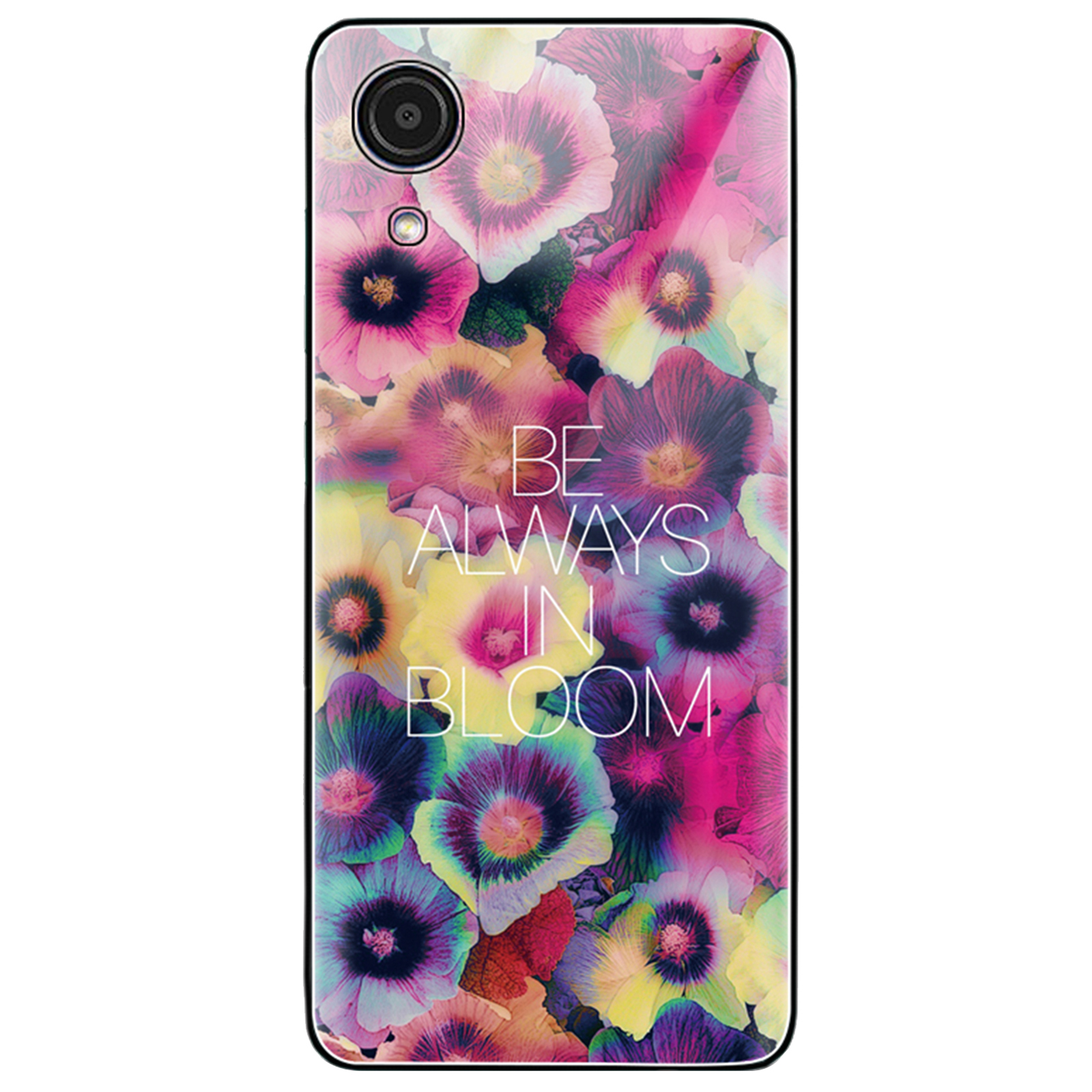 

For Samsung Galaxy A03 Core Hard Tempered Glass Shell Stylish Pattern Printing Back + TPU Frame Cell Phone Cover - Colorful Flowers, Samsung Galaxy A03 Core