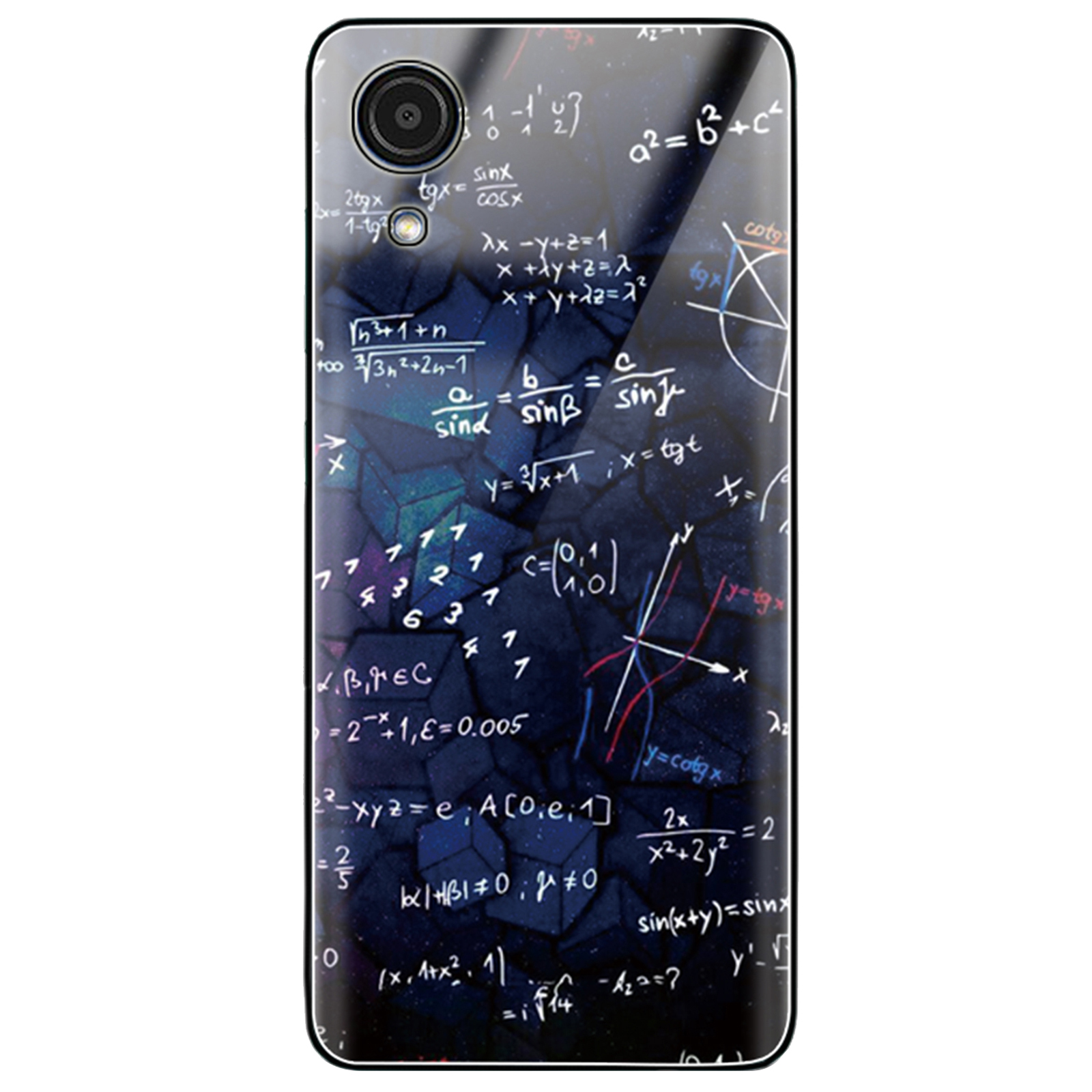 

For Samsung Galaxy A03 Core Hard Tempered Glass Shell Stylish Pattern Printing Back + TPU Frame Cell Phone Cover - Equation, Samsung Galaxy A03 Core