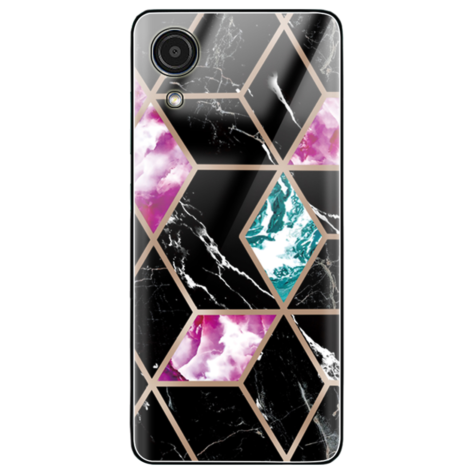 

For Samsung Galaxy A03 Core Shockproof Marble Pattern Tempered Glass + TPU Hybrid Anti-fall Phone Case Shell - Style C, Samsung Galaxy A03 Core