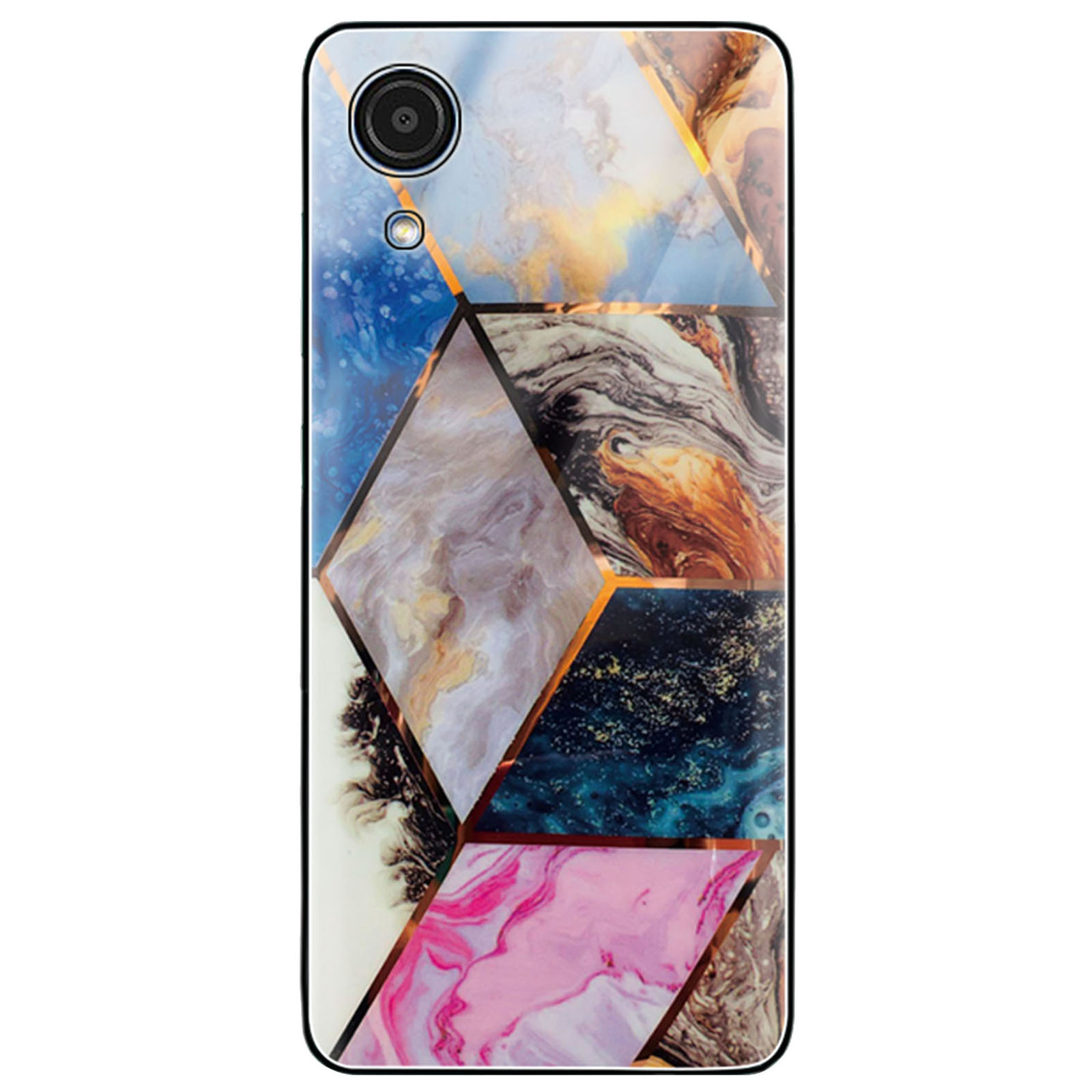 

For Samsung Galaxy A03 Core Shockproof Marble Pattern Tempered Glass + TPU Hybrid Anti-fall Phone Case Shell - Style N, Samsung Galaxy A03 Core