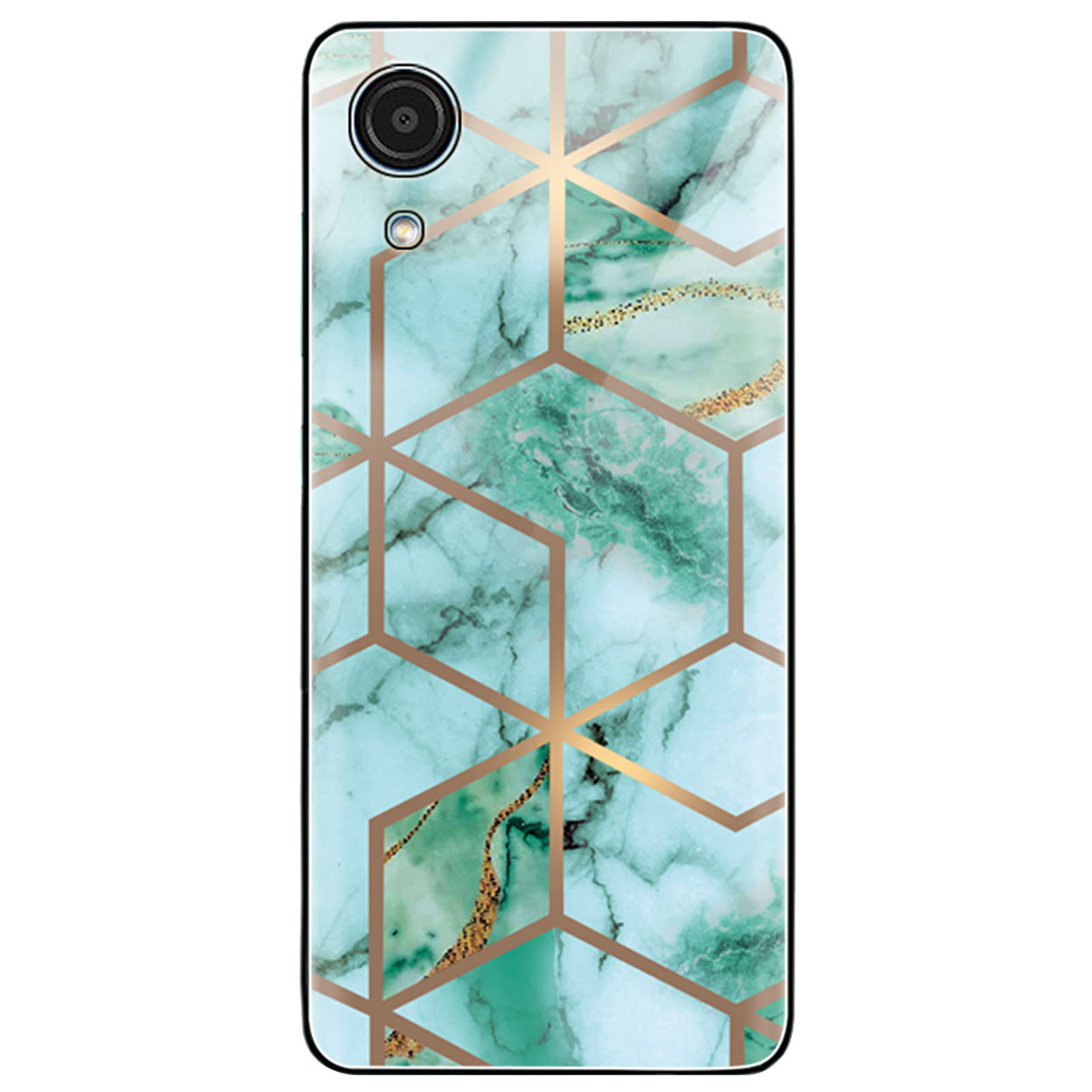 

For Samsung Galaxy A03 Core Shockproof Marble Pattern Tempered Glass + TPU Hybrid Anti-fall Phone Case Shell - Style O, Samsung Galaxy A03 Core