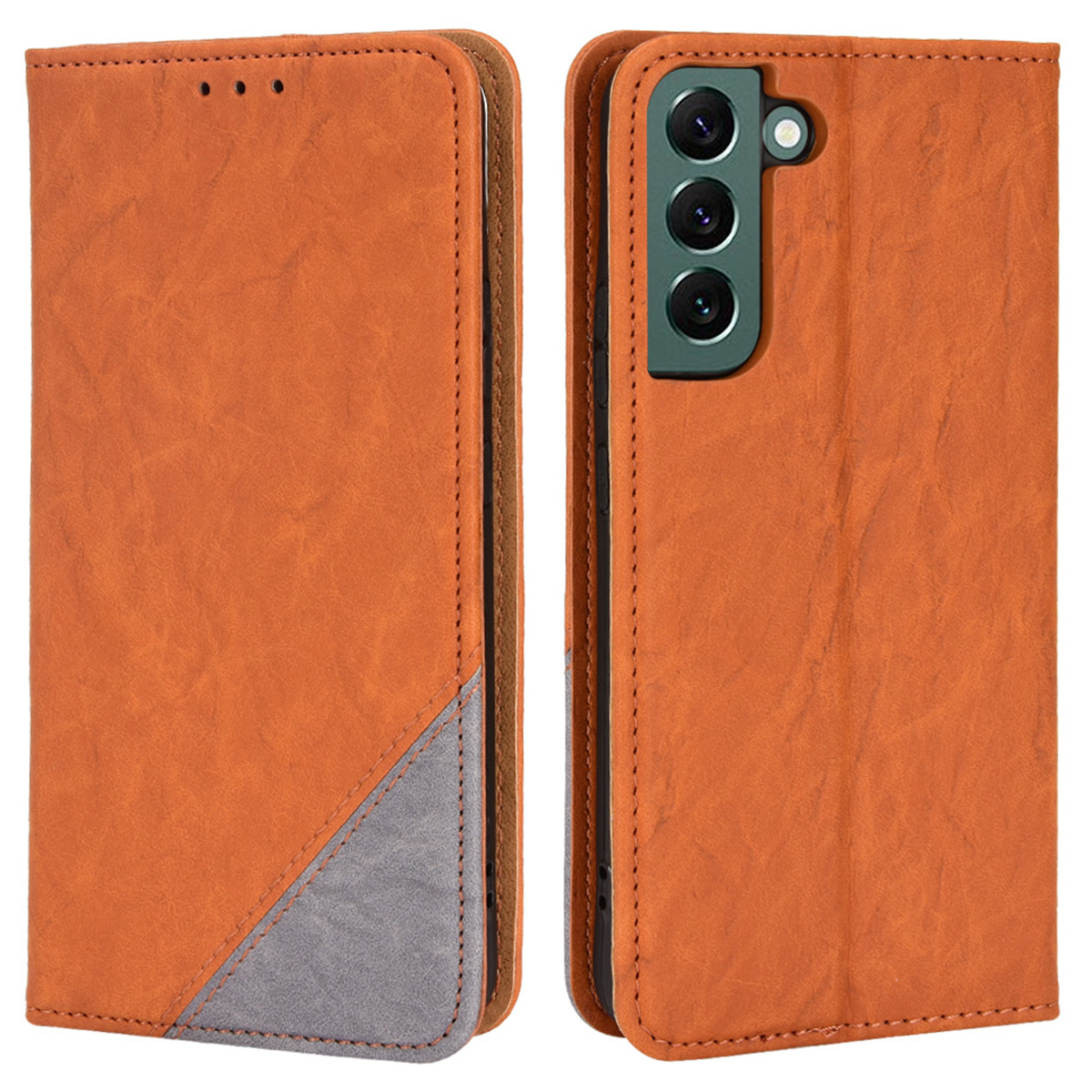 

Color Splicing Wallet Leather Case for Samsung Galaxy S21+ 5G, Magnetic Auto-absorbed Foldable Stand Cover - Brown, Galaxy S21+ 5G