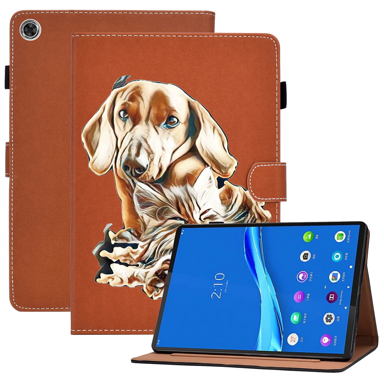 

Для Samsung Galaxy Tab A8 10.5 (2021) X205 / X200 PU Кожаный Чехол Для Планшета Магнитная Застежка Стойки Держатель Карты Защитная Крышка - Собака, Galaxy Tab A8 10.5 (2021)