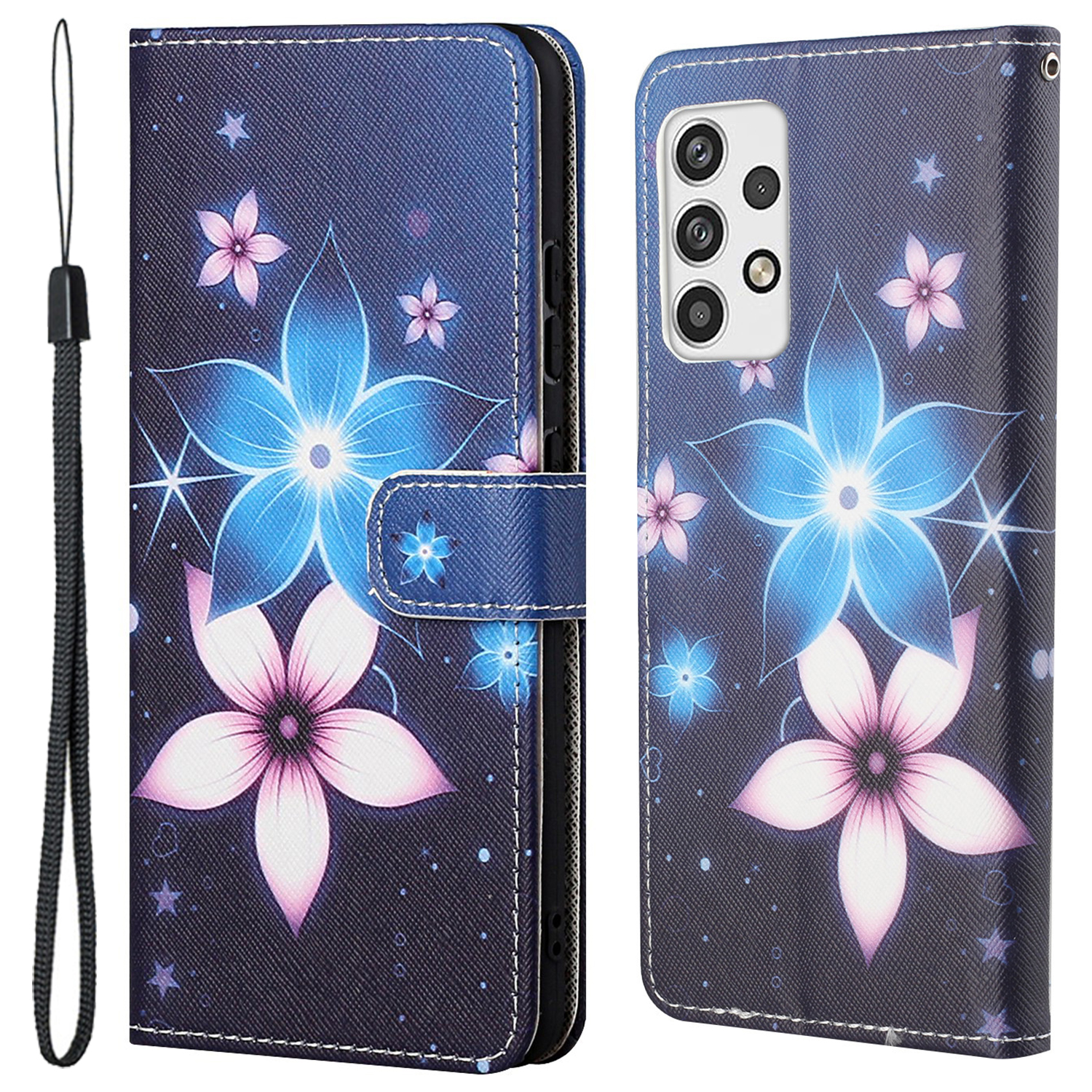 

Образец Печати Кожи Кожи Для Samsung Galaxy A23 5G, Cross Texture Stand Flio Flip Phone Shell с Ремешком - Цветы, Galaxy A23 5G