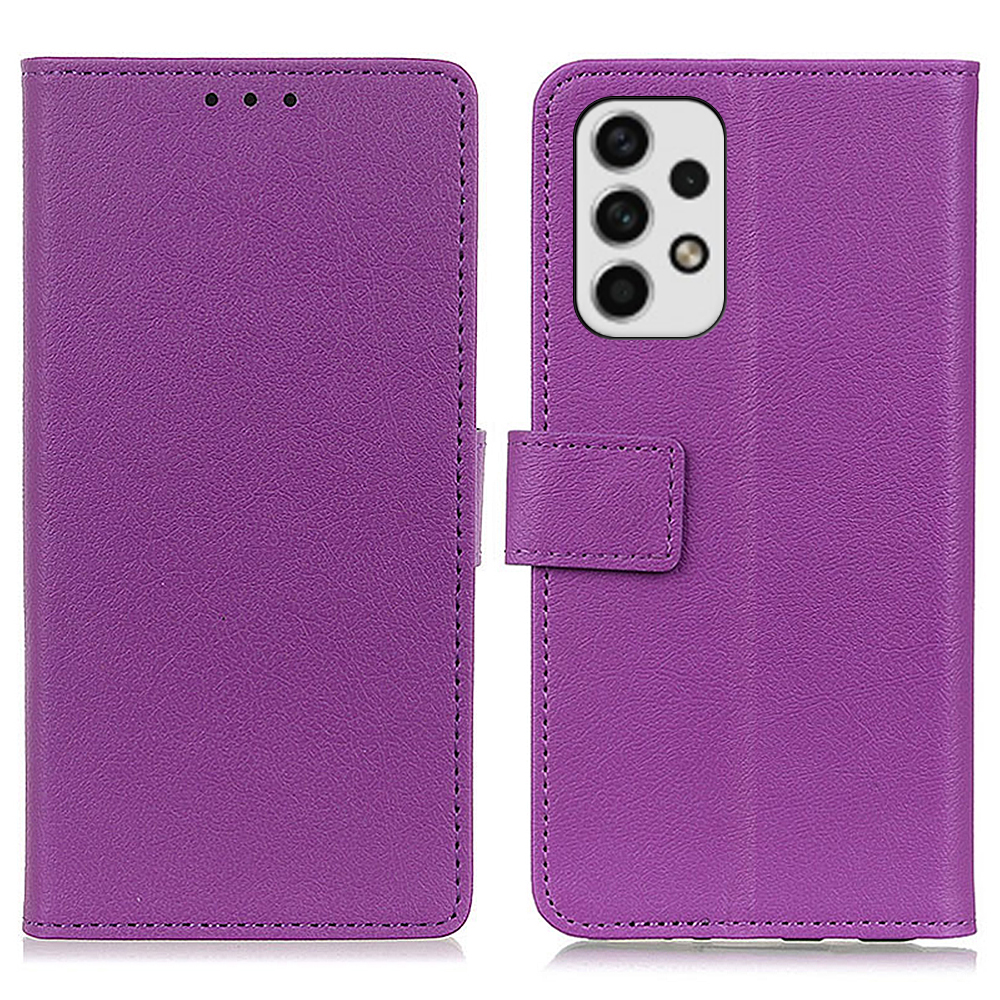 

PU Leather Phone Case for Samsung Galaxy A23 4G (165.4 x 76.9 x 8.4mm), Viewing Stand Flip Magnetic Wallet-Style Full Protective Cover - Purple, Galaxy A23 4G (165.4 x 76.9 x 8.4mm)