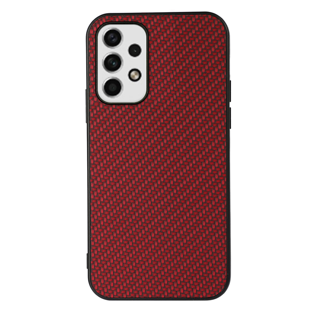 

For Samsung Galaxy A23 4G (165.4 x 76.9 x 8.4mm) Carbon Fiber Texture Phone Case PU Leather + PC + TPU Cover - Red, Galaxy A23 4G (165.4 x 76.9 x 8.4mm)