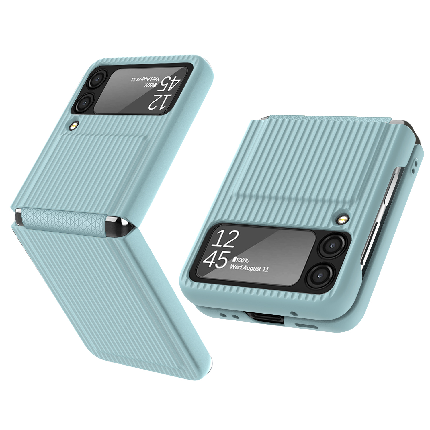 

For Samsung Galaxy Z Flip3 5G Luggage Case Striped Design Soft TPU + Hard PC Phone Case Folding Protective Cover - Blue, Samsung Galaxy Z Flip3 5G
