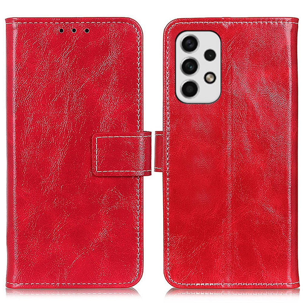 

Retro Style Crazy Horse Texture Кожа Для Samsung Galaxy A23 4G / 5G, Фолио Флип -кошелька Дизайн Дизайна Телефона, Обложка Чехла - Красный, Galaxy A23 4G