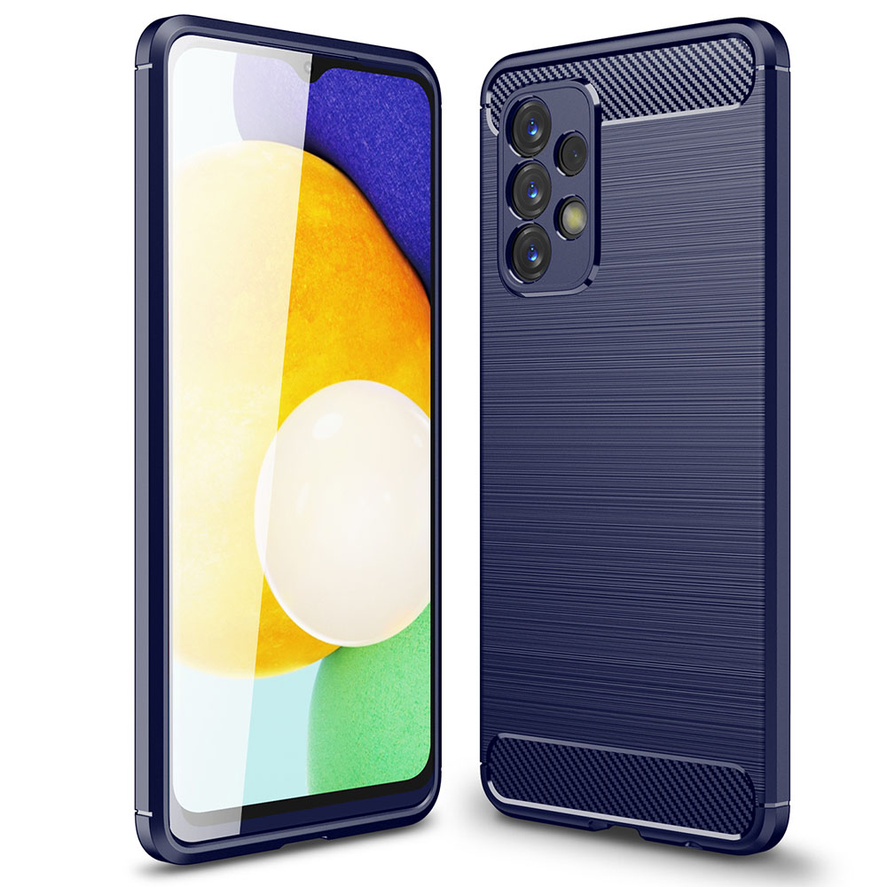 

For Samsung Galaxy A23 4G Anti-Fingerprint Carbon Fiber Texture Case Brushed Surface Soft TPU Mobile Phone Shell Cover - Blue, Galaxy A23 4G