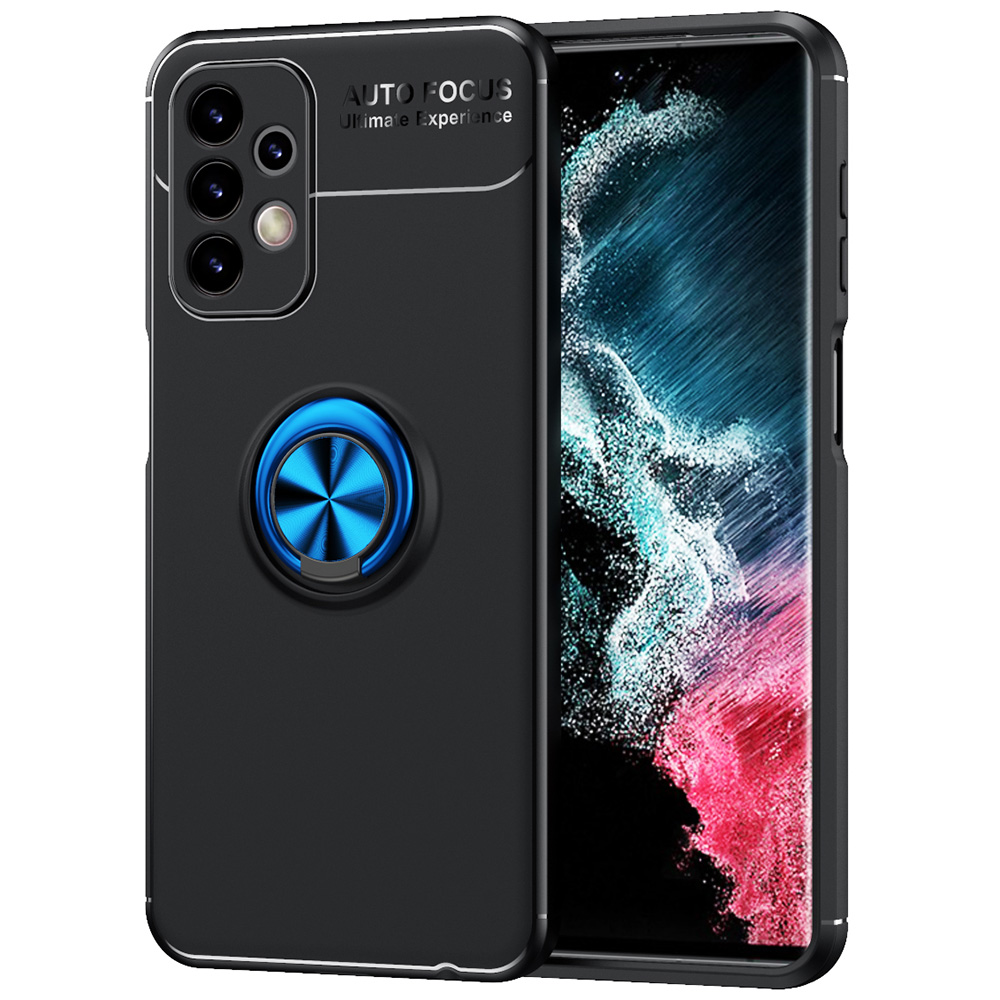 

Для Samsung Galaxy A23 5G Металлическое Кольцо Для Металлического Кольца Гибкий TPU Чехол Для Мобильного Телефона - Чернить / Синий, Galaxy A23 4G