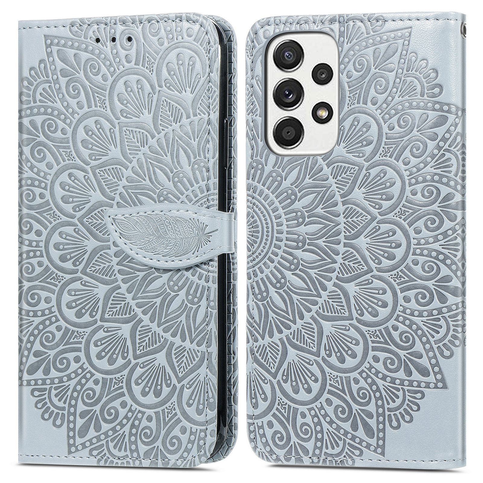 

Für Samsung Galaxy A53 5G Gedruckte Traumflügel Muster Leder + TPU Magnetische Verschluss Brieftasche Telefon Hülle Hülle Abdeckung - Grau, Samsung Galaxy A53 5G