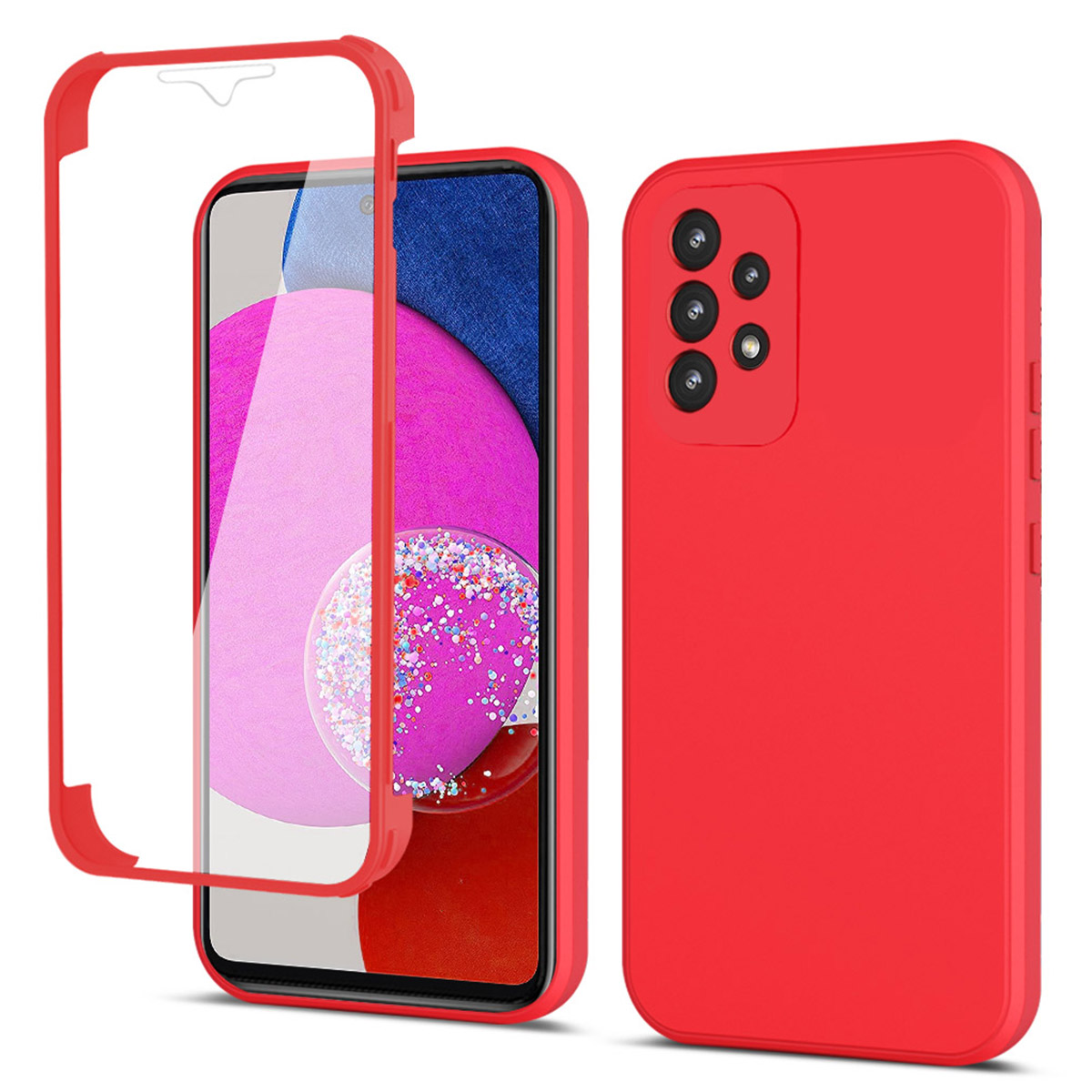 

Shockproof Phone Case for Samsung Galaxy A33 5G 2.0mm Straight Edge Phone Cover Hard PC + Soft TPU Hybrid Protector - Red, Samsung Galaxy A33 5G