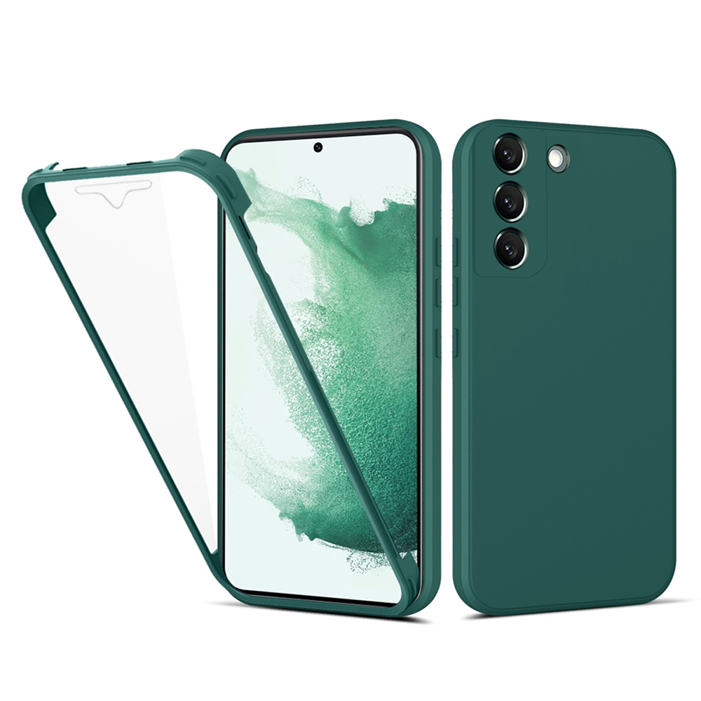 

Shockper Phone Case Для Samsung Galaxy S22 5G Slim Protective Cope Cope Hard PC + Soft TPU Гибридный Корпус с 2,0 мм Прямой Кромки - Темно-зеленый, Galaxy S22 5G