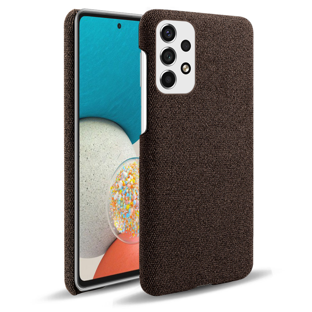 

For Samsung Galaxy A33 5G Soft Cloth Cushion Coated Hard PC Ultra-thin Case Non-slip Scratch-proof Protective Cover - Brown, Samsung Galaxy A33 5G