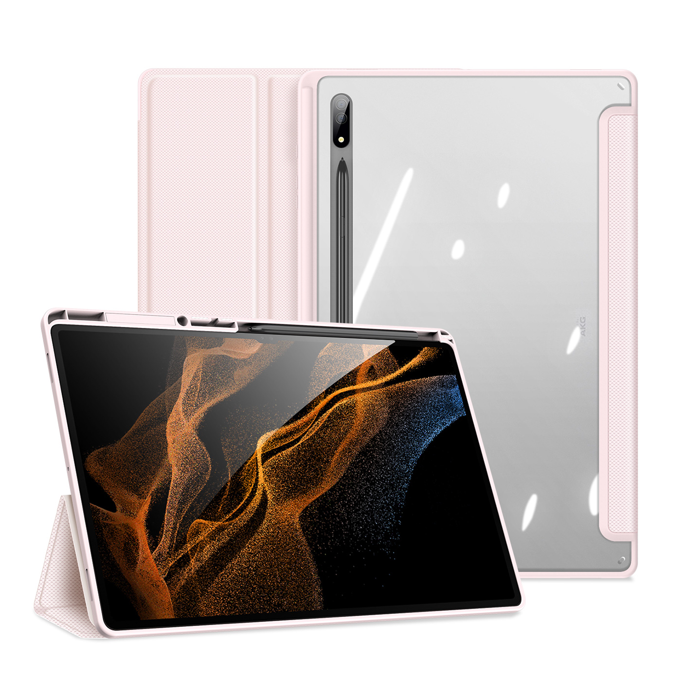 

Dux Ducis Toby Series Для Samsung Galaxy Tab S8 Ultra Tri-cold Stand Leath - Розовый, Galaxy Tab S8 Ultra