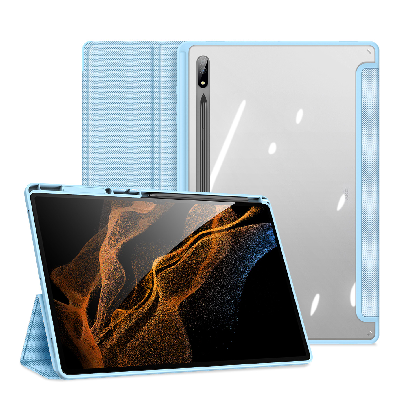 

Dux Ducis Toby Series Для Samsung Galaxy Tab S8 Ultra Tri-cold Stand Leath - Синий, Galaxy Tab S8 Ultra