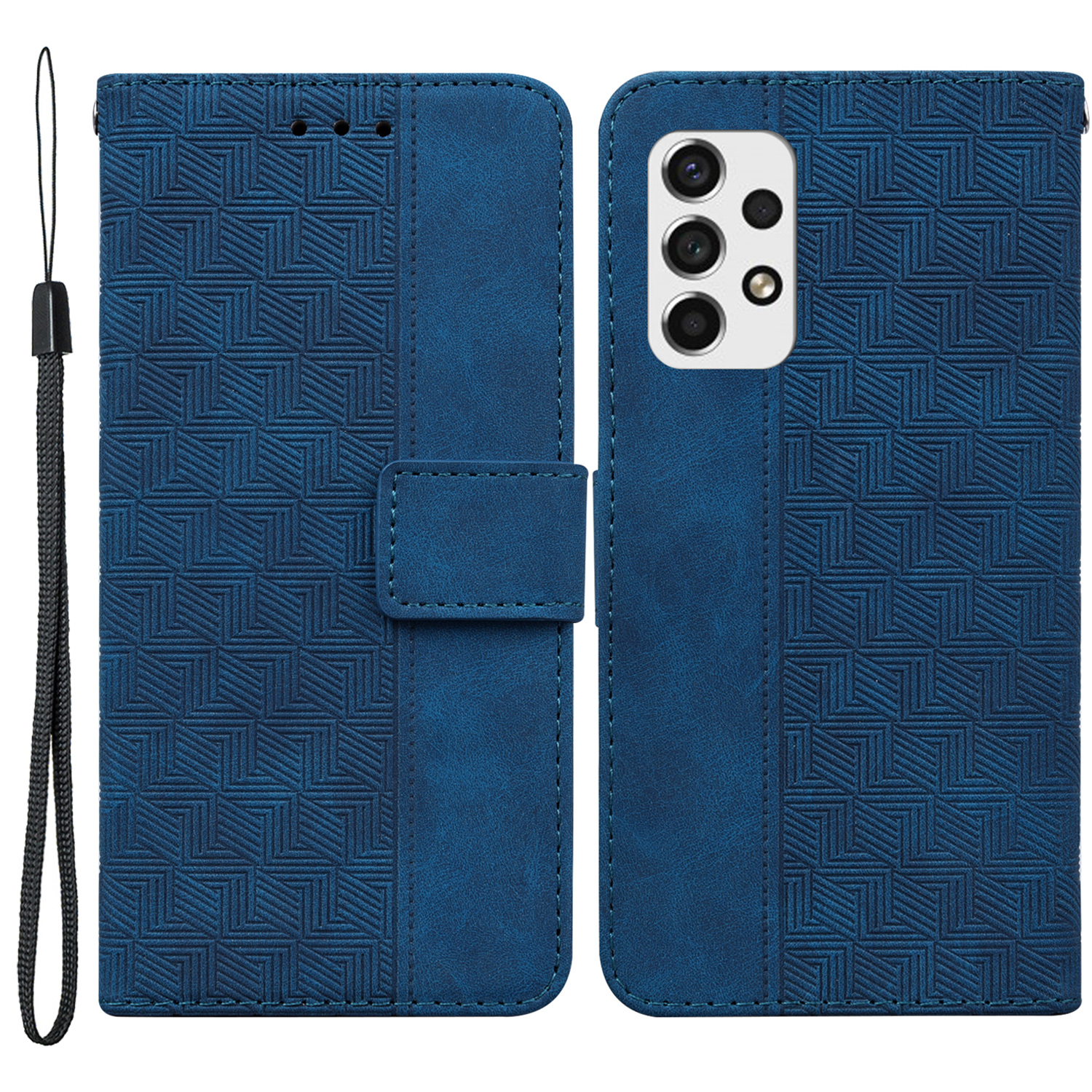 

Geometry Imprinted Phone Case for Samsung Galaxy A73 5G, PU Leather + TPU Wallet Stand Protective Cover - Blue, Samsung Galaxy A73 5G