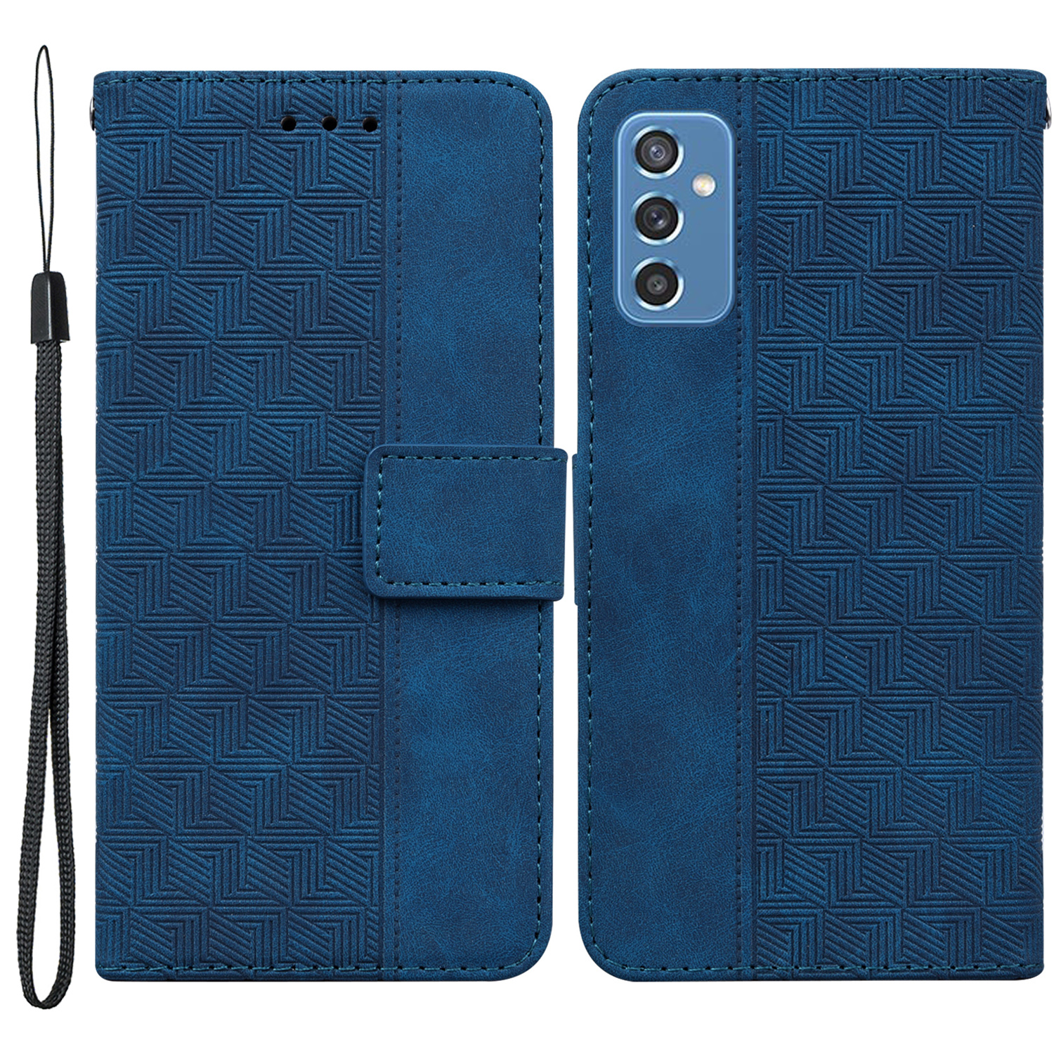 

Геометрия Отпечатано Кожи Кожи Для Samsung Galaxy M52 5G, Складная Подставка - Синий