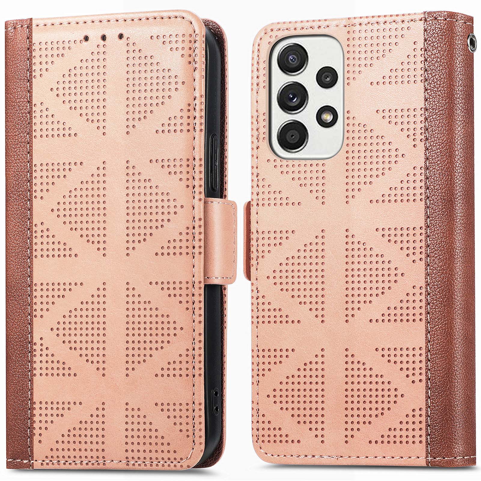 

Cross Rhombus Imprited Case Для Samsung Galaxy A73 5G, PU Кожи PU + TPU Ударопрочный Телефонный Телефон С Бумажником - Хаки, Samsung Galaxy A73 5G