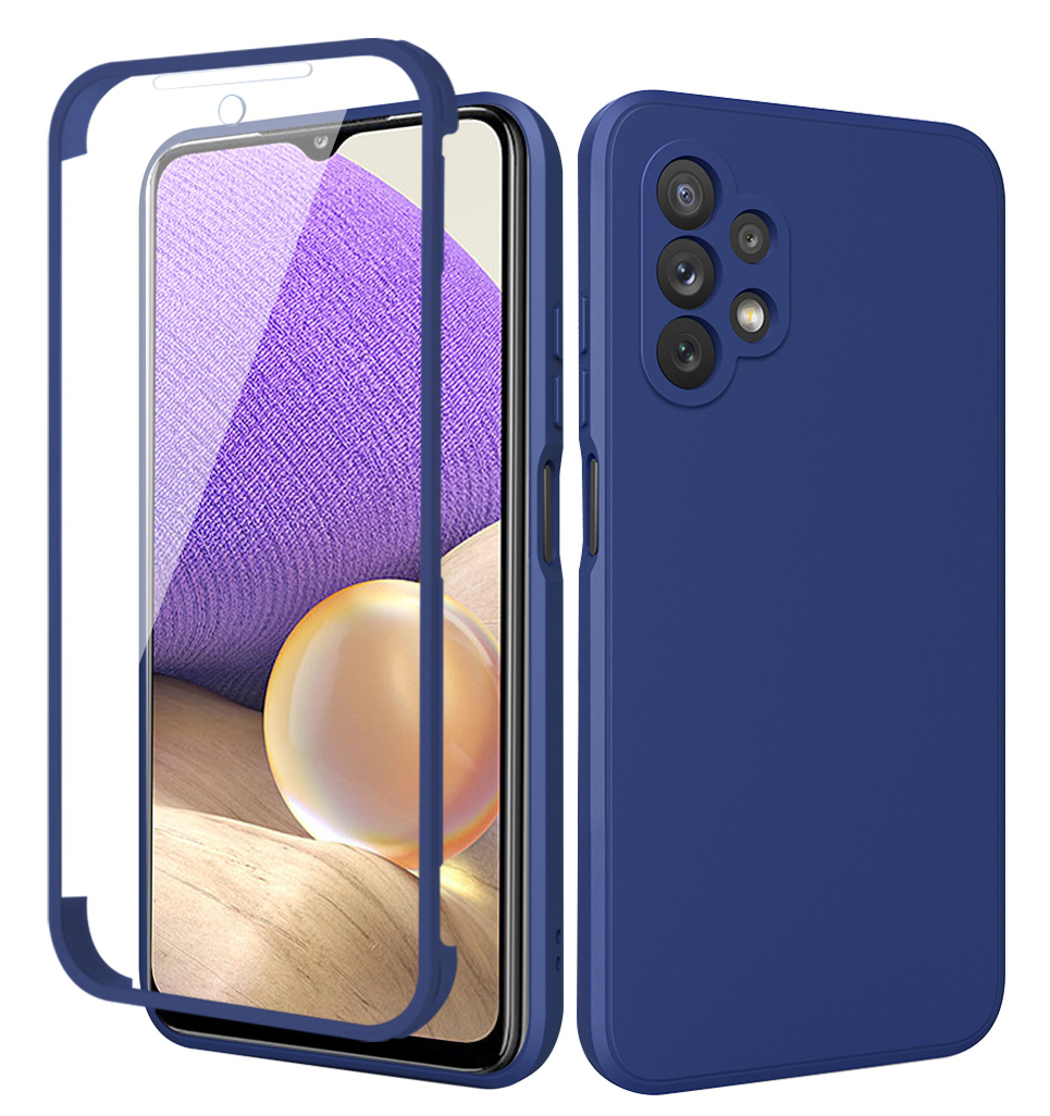 

For Samsung Galaxy A32 5G Shockproof Soft TPU + Hard PC Phone Case 2.0mm Straight Edge Drop-proof Cover - Sapphire, Galaxy A32 5G