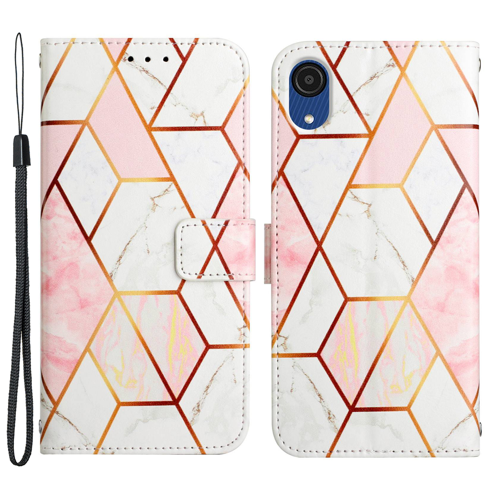 

YB Pattern Printing Leather Series-5 Для Samsung Galaxy A03 Core Wallet Chace Case Shock-resect Printed pu - Розовый/белый, Samsung Galaxy A03 Core