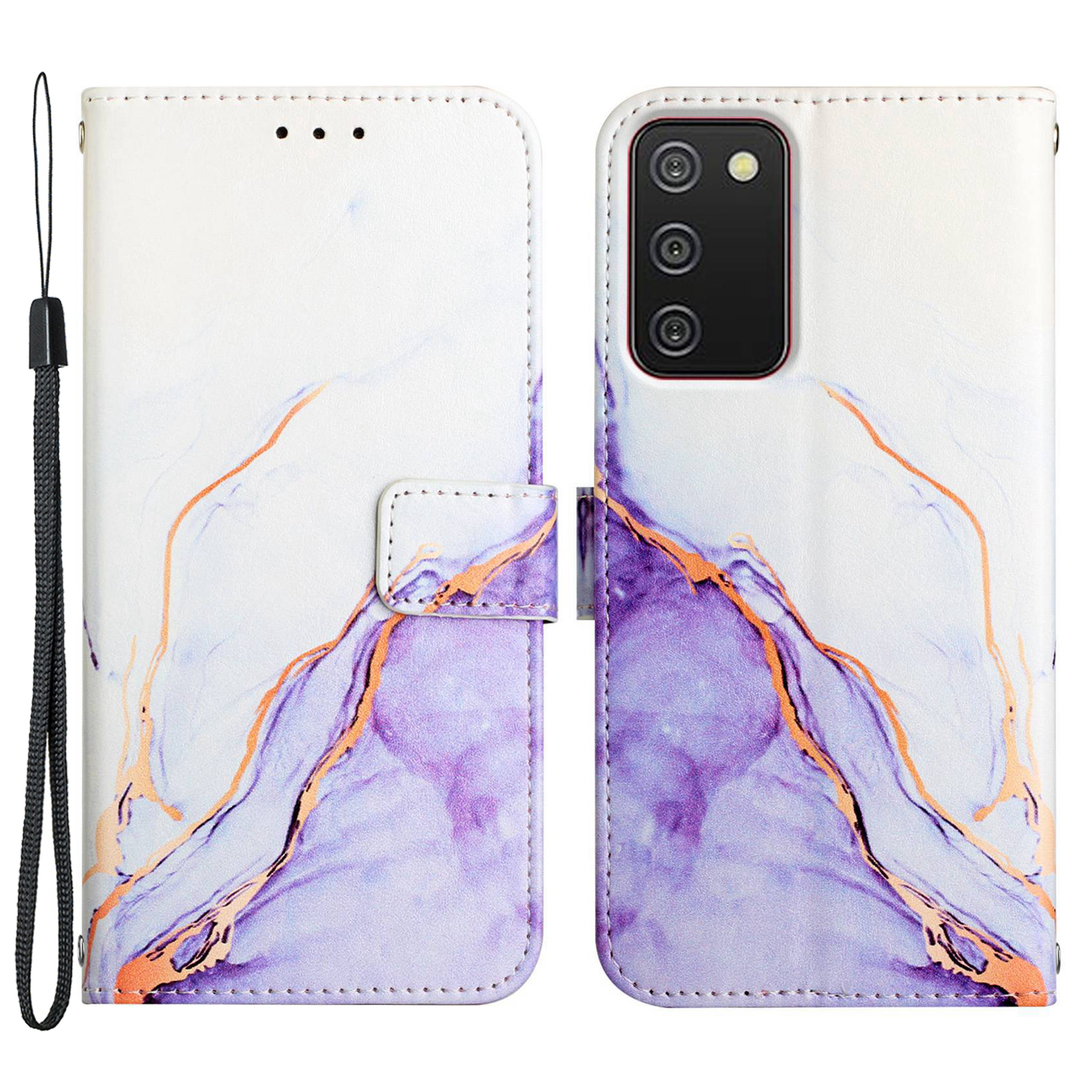 

YB Pattern Printing Leather Series-5 for Samsung Galaxy A02s (166.5x75.9x9.2mm) Folio Flip Phone Case Marble Pattern Wallet Stand Shell - White Purple LS006, Galaxy A02s (166.5x75.9x9.2mm)