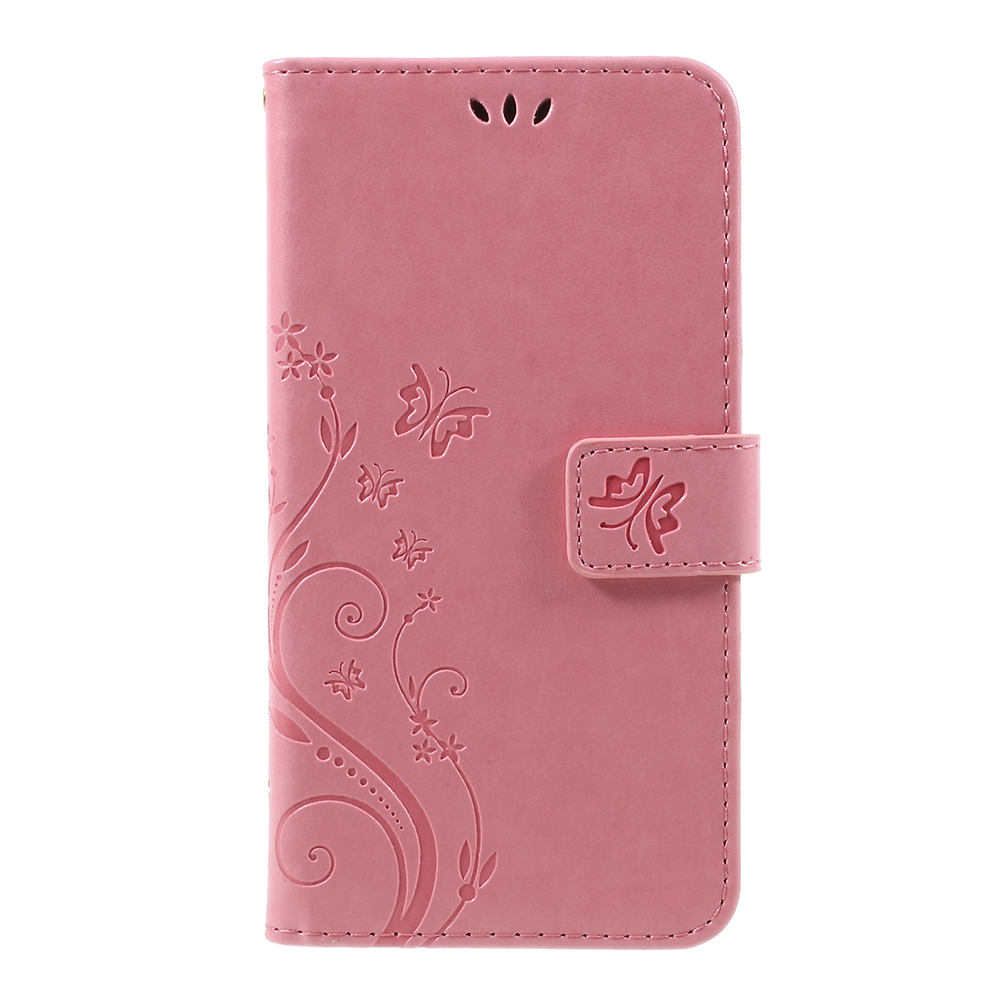 

Imprint Butterfly Flowers Wallet Leather Cover with Stand for Samsung Galaxy J7 (2016) - Pink, Galaxy J7 (2016)