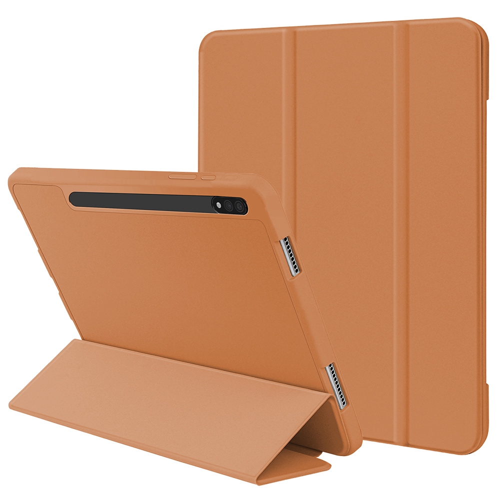 

Для Samsung Galaxy Tab S8 Shapproof Case Cover 360-градусная Защита Чехол С Подставкой / Карандашом Слот Поддержки Автоматический Пробуждение / Сон - Коричневый, Galaxy Tab S8