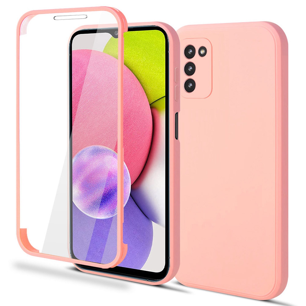 

For Samsung Galaxy A03s (164.2 x 75.9 x 9.1mm) Case Hard PC + Soft TPU 2.0mm Straight Edge Shock-Absorbing Phone Cover with Screen Protector - Pink, Samsung Galaxy A03s (164.2 x 75.9 x 9.1mm)