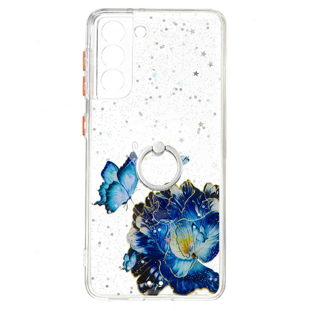 

Pattern Printed Anti-Drop Case for Samsung Galaxy S22+ 5G Shockproof Phone Protector PC + TPU Kickstand Case Precise Cutout Cover Shell - Blue Butterfly, Galaxy S22+ 5G