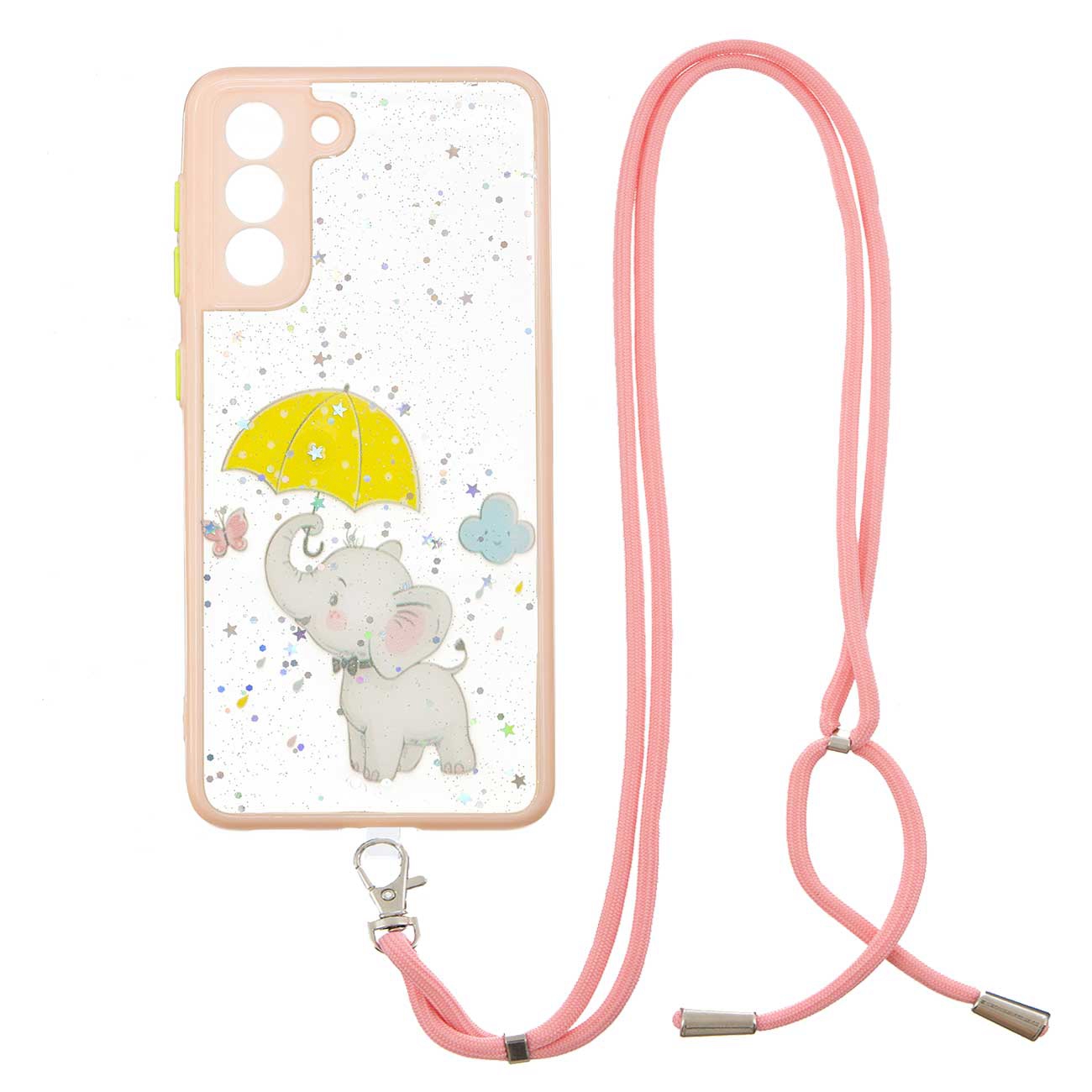 

Pattern Printing Phone Case for Samsung Galaxy S22+ 5G, Precise Cutout Hard PC + Soft TPU Protective Cover with Shoulder Strap - Elephant, Galaxy S22+ 5G