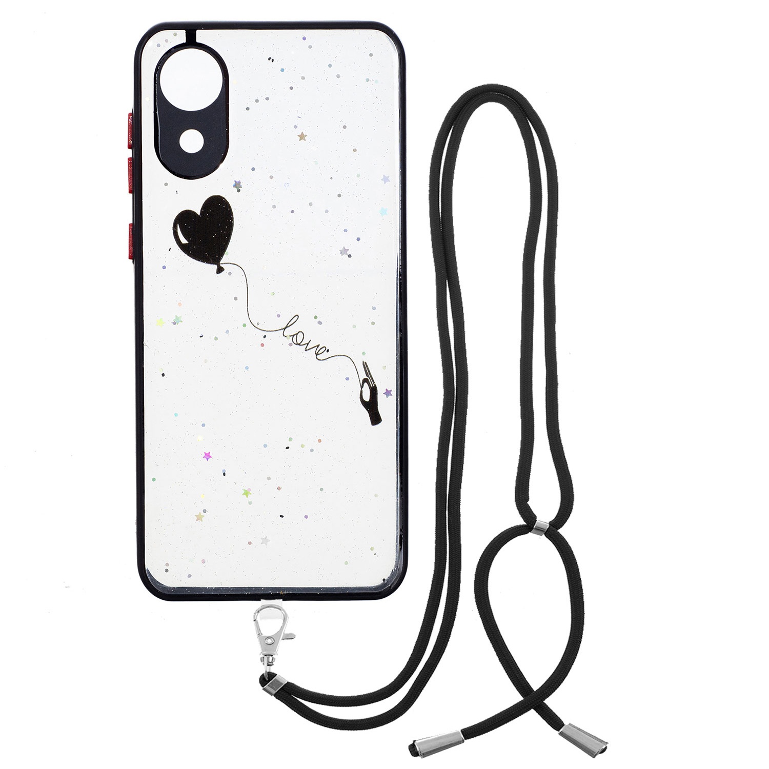 

Для Samsung Galaxy A03 Core Antrop Antrop Antrop Witherchate Printing PC + Case Case Case Precise Cuptouts Cover с Помощью Плечевого Ремешка - Форма Сердца, Samsung Galaxy A03 Core