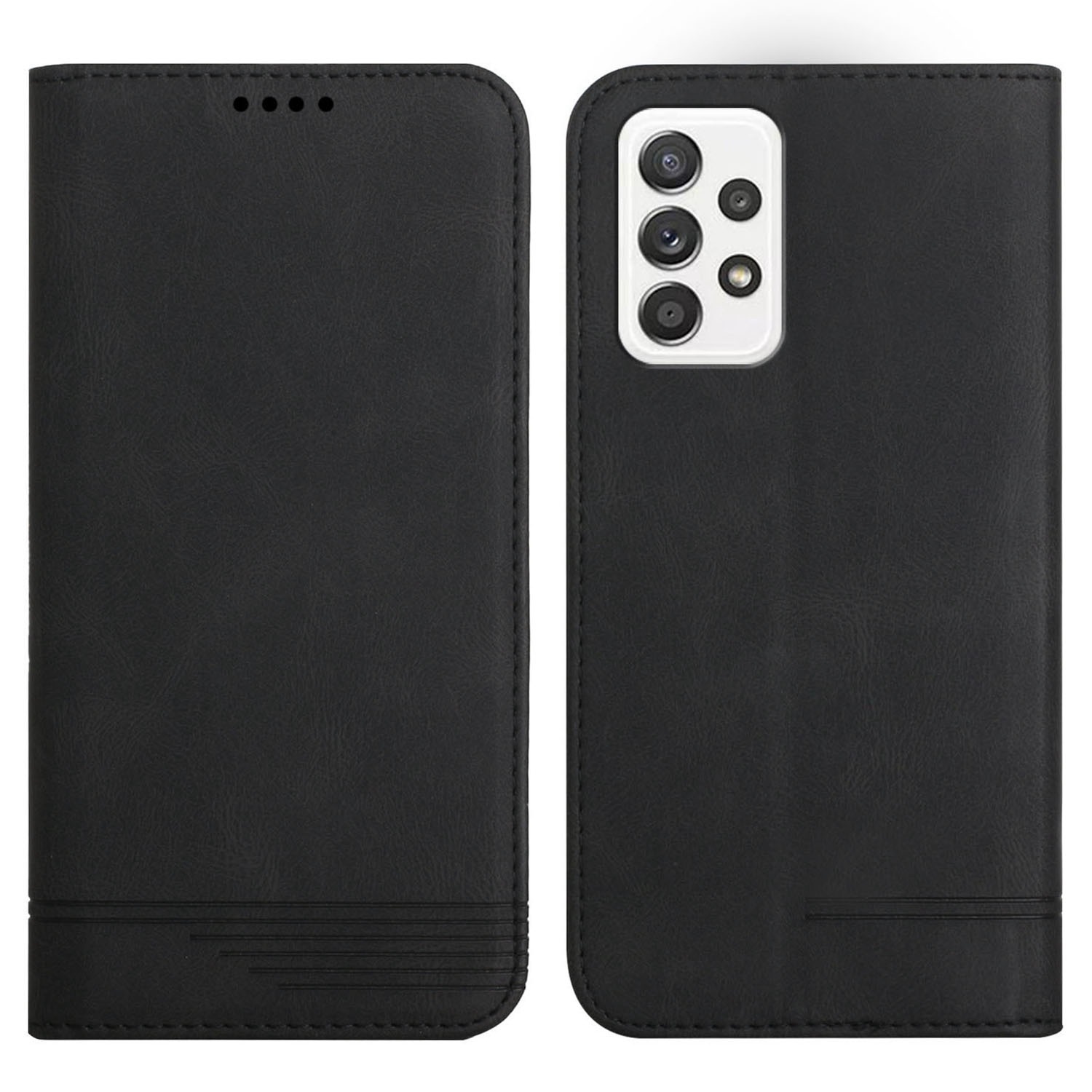 

Для Samsung Galaxy A73 5G Phone Cover Magnetic Auto Закрытие Складной Стенд PU - Черный, Samsung Galaxy A73 5G