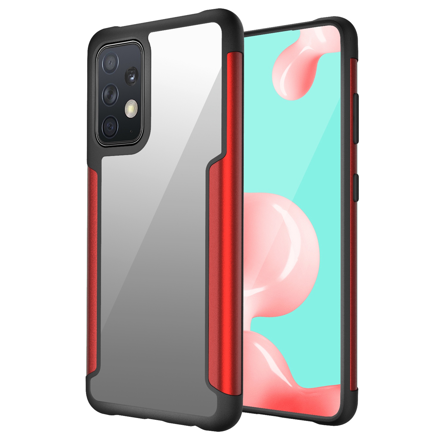 

Для Samsung Galaxy A52 4g/5g/a52s 5G Metal + TPU + Clear PC Гибридный - Красный, Samsung Galaxy A52s 5G