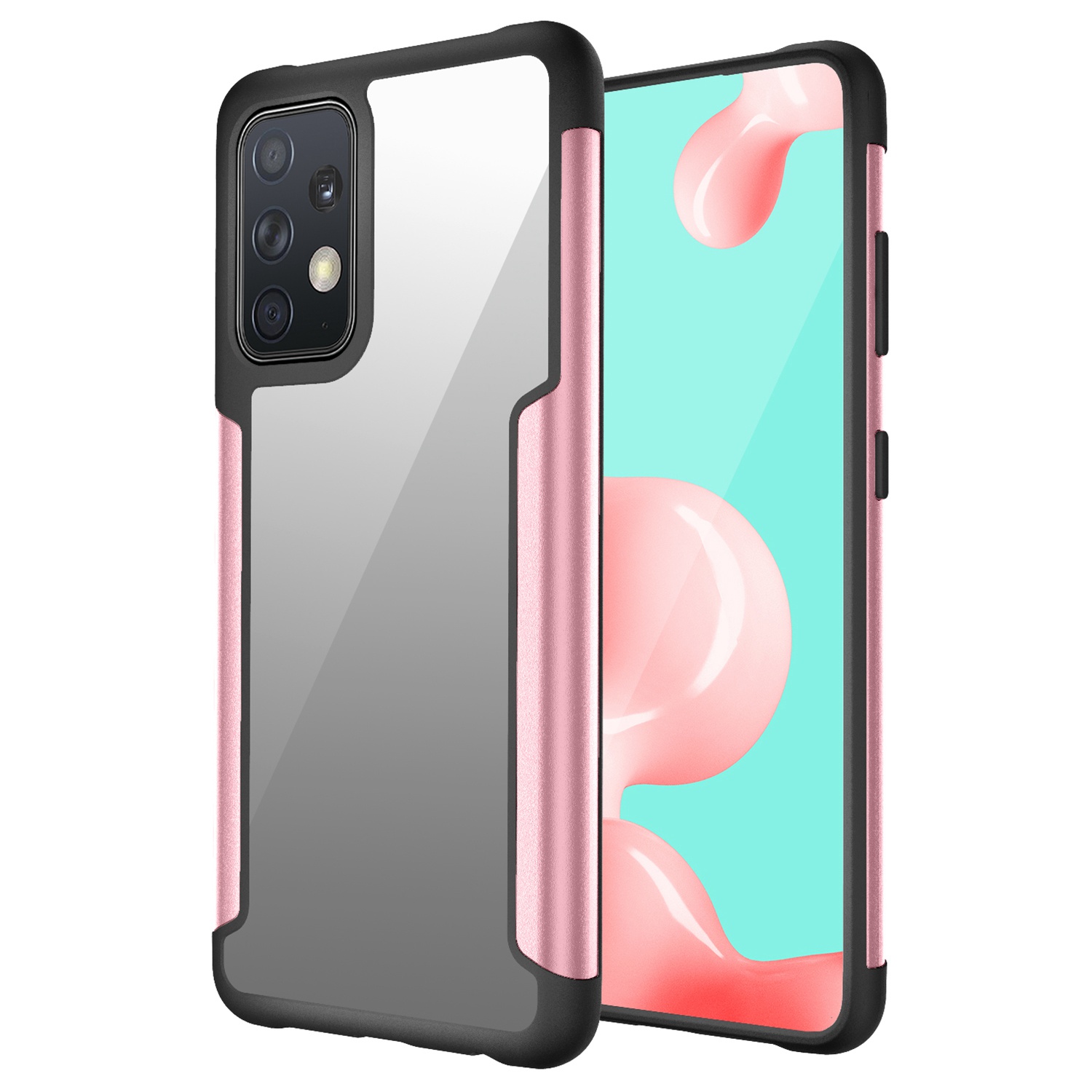 

For Samsung Galaxy A52 4G/5G/A52s 5G Metal + TPU + Clear PC Hybrid Transparent Back Protective Mobile Phone Case - Rose Gold, Samsung Galaxy A52s 5G