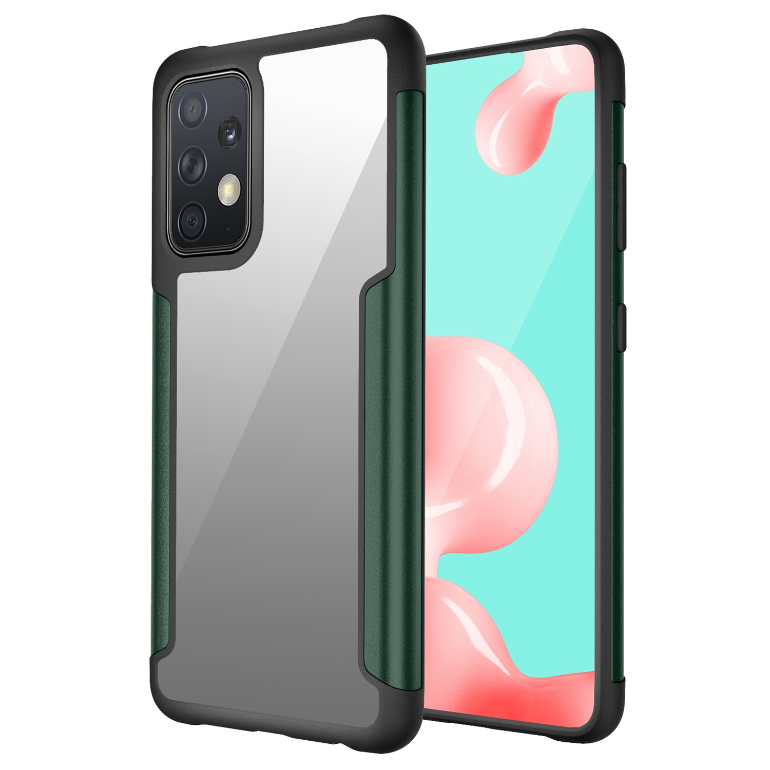 

Для Samsung Galaxy A52 4g/5g/a52s 5G Metal + TPU + Clear PC Гибридный - Зеленый, Samsung Galaxy A52s 5G