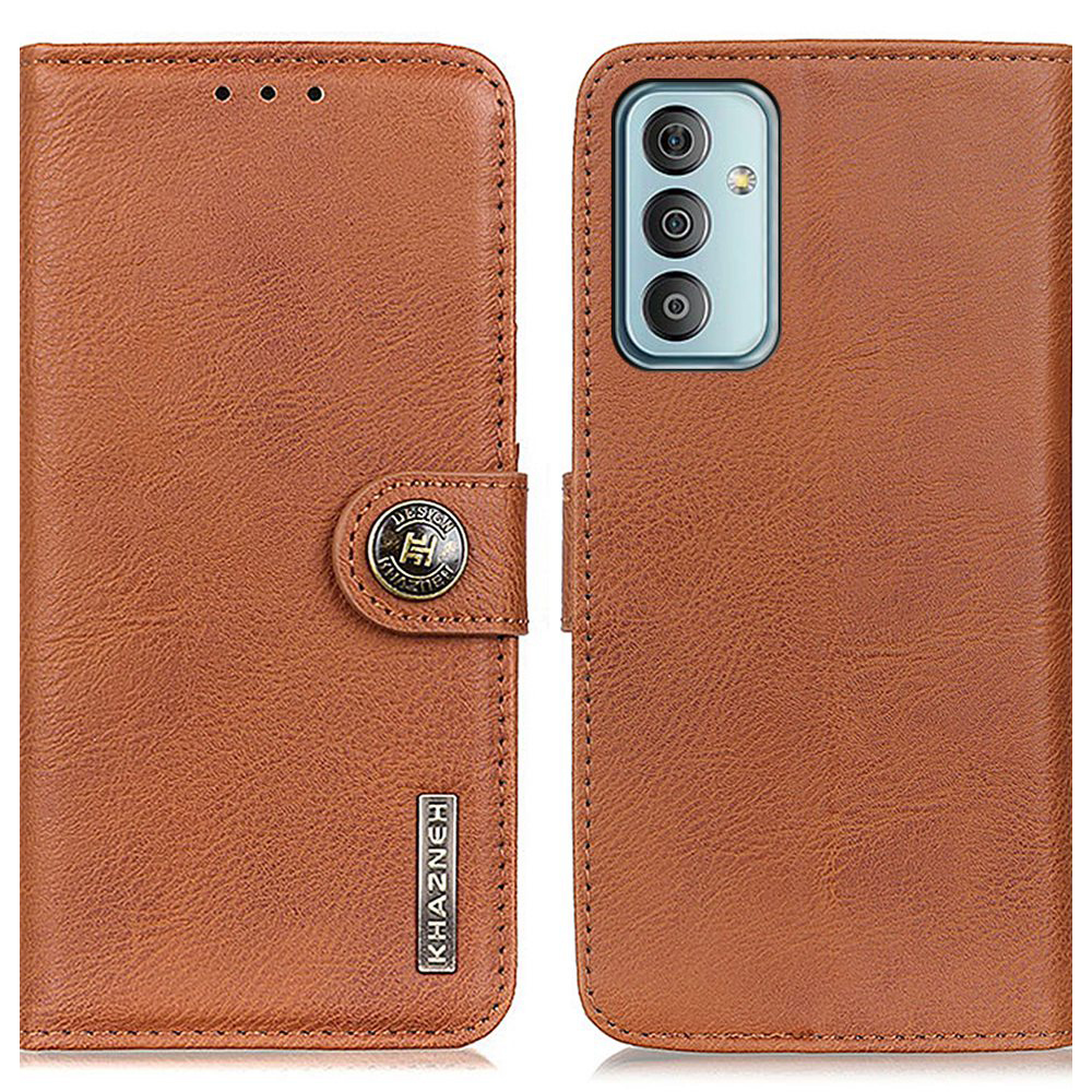 

KHAZNEH For Samsung Galaxy M23 5G/F23 5G Textured Leather Full Protection Wallet Stand Case Folio Flip Phone Cover - Brown, Galaxy F23 5G