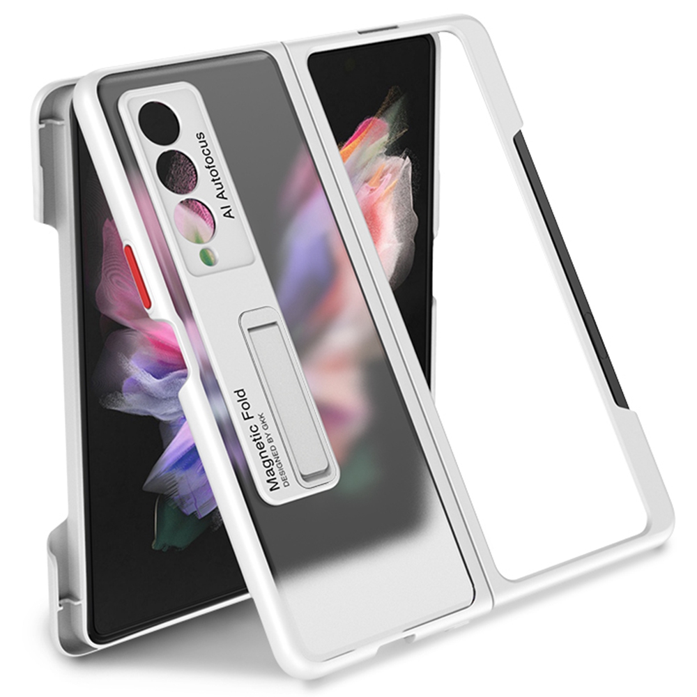 

GKK Для Samsung Galaxy Z Fold3 5G Ultra Slim Kickstand PC + TPU Складной Телефон С Слотом Для Ручки - Серебряный, Galaxy Z Fold3 5G